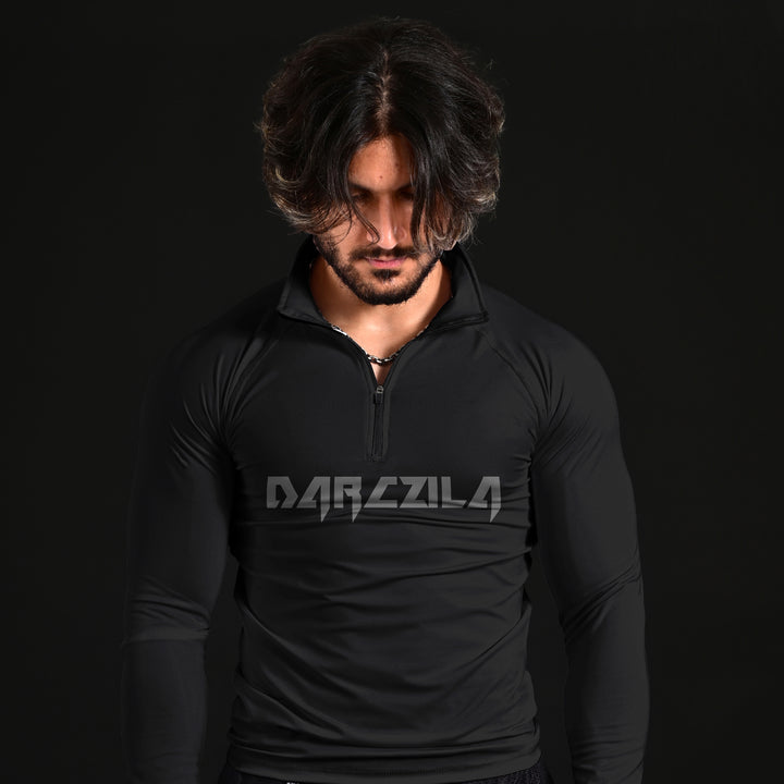 Collar Compression Shirt Black (Full Sleeves)