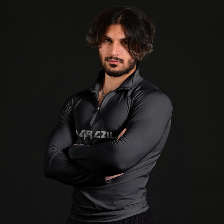 Collar Compression Shirt Black (Full Sleeves)