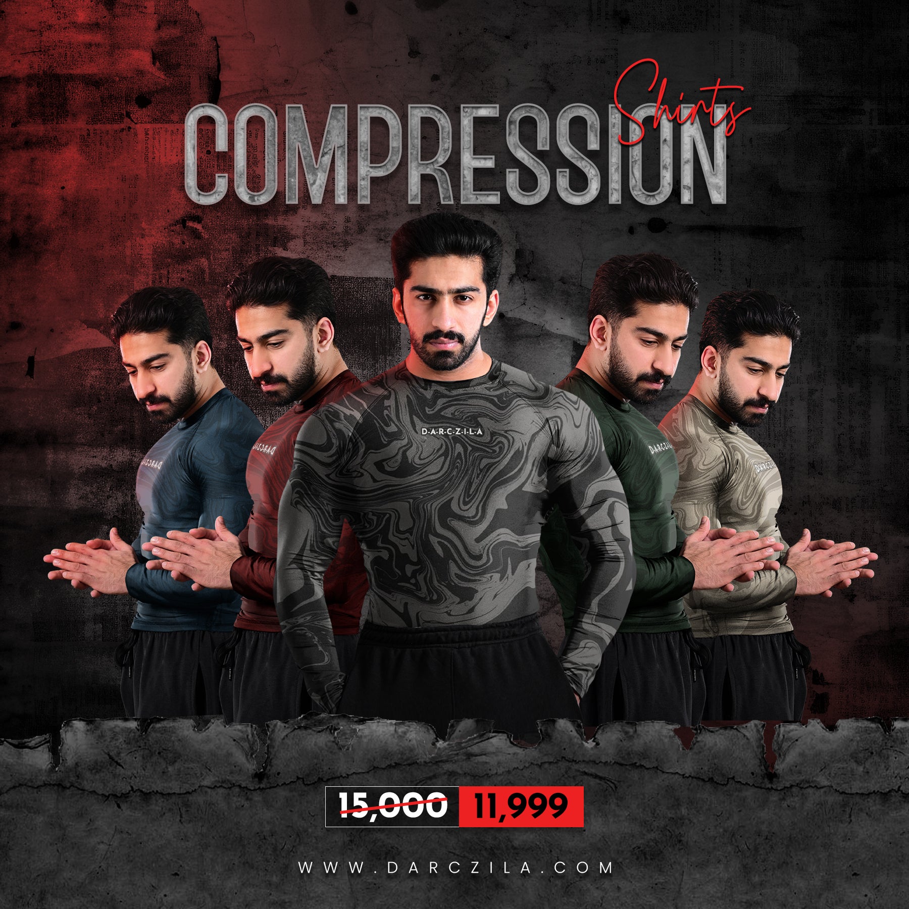 Pack of 5 Shadow Compression Shirts