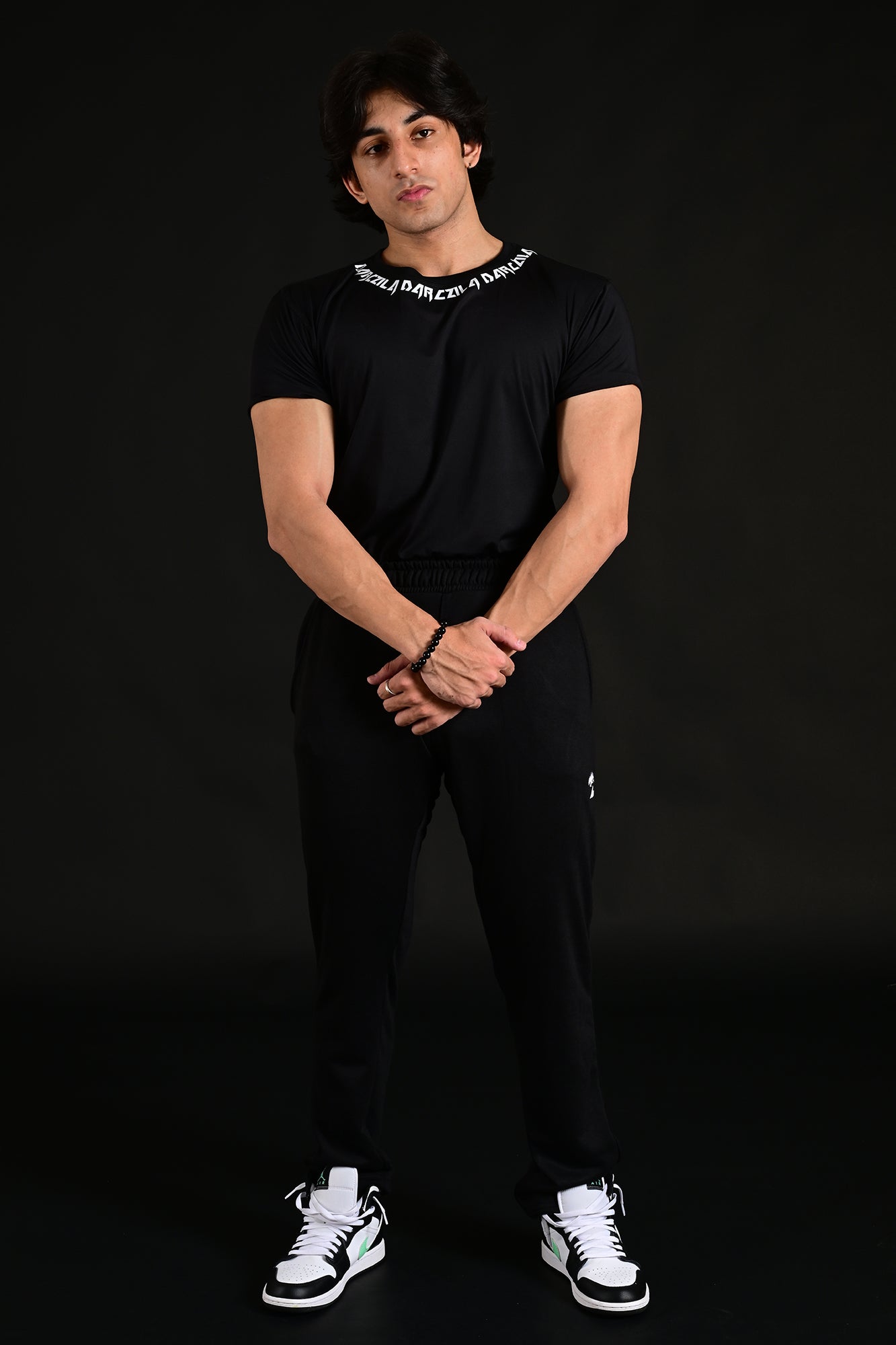 Black Compression Workout Tee for fitness, exercise, and sports training