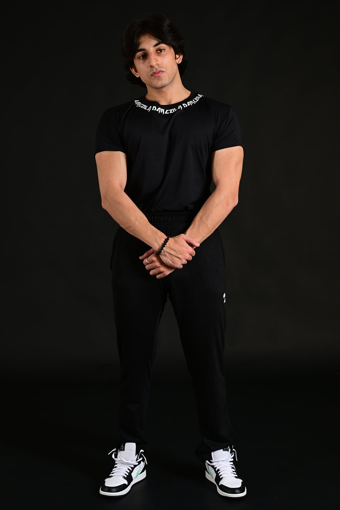 Black Compression Workout Tee for fitness, exercise, and sports training