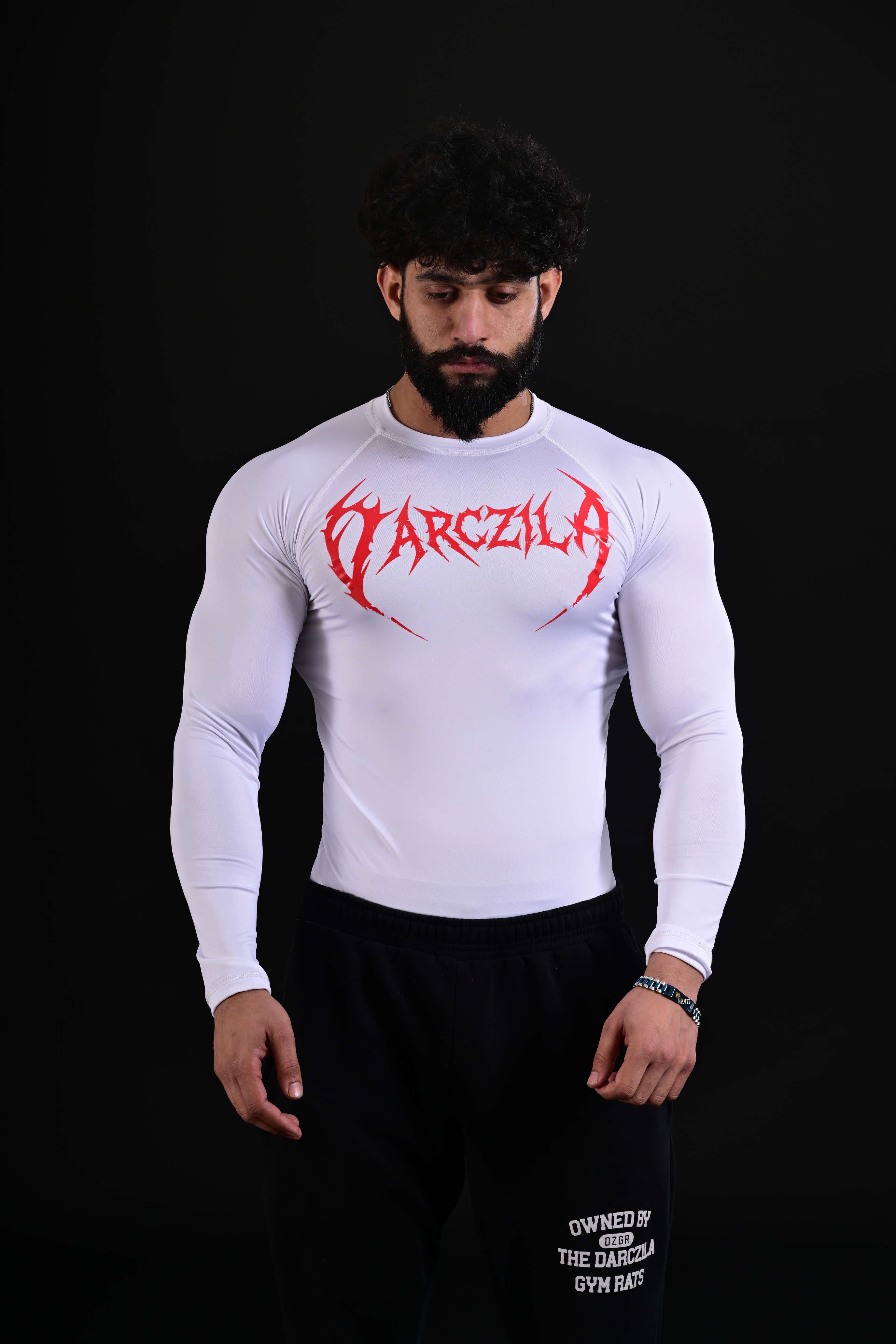 White 3D compression gym shirt men Pakistan