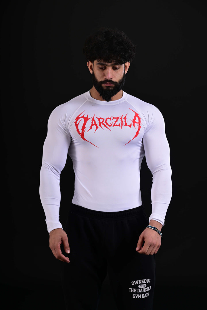 White 3D compression gym shirt men Pakistan