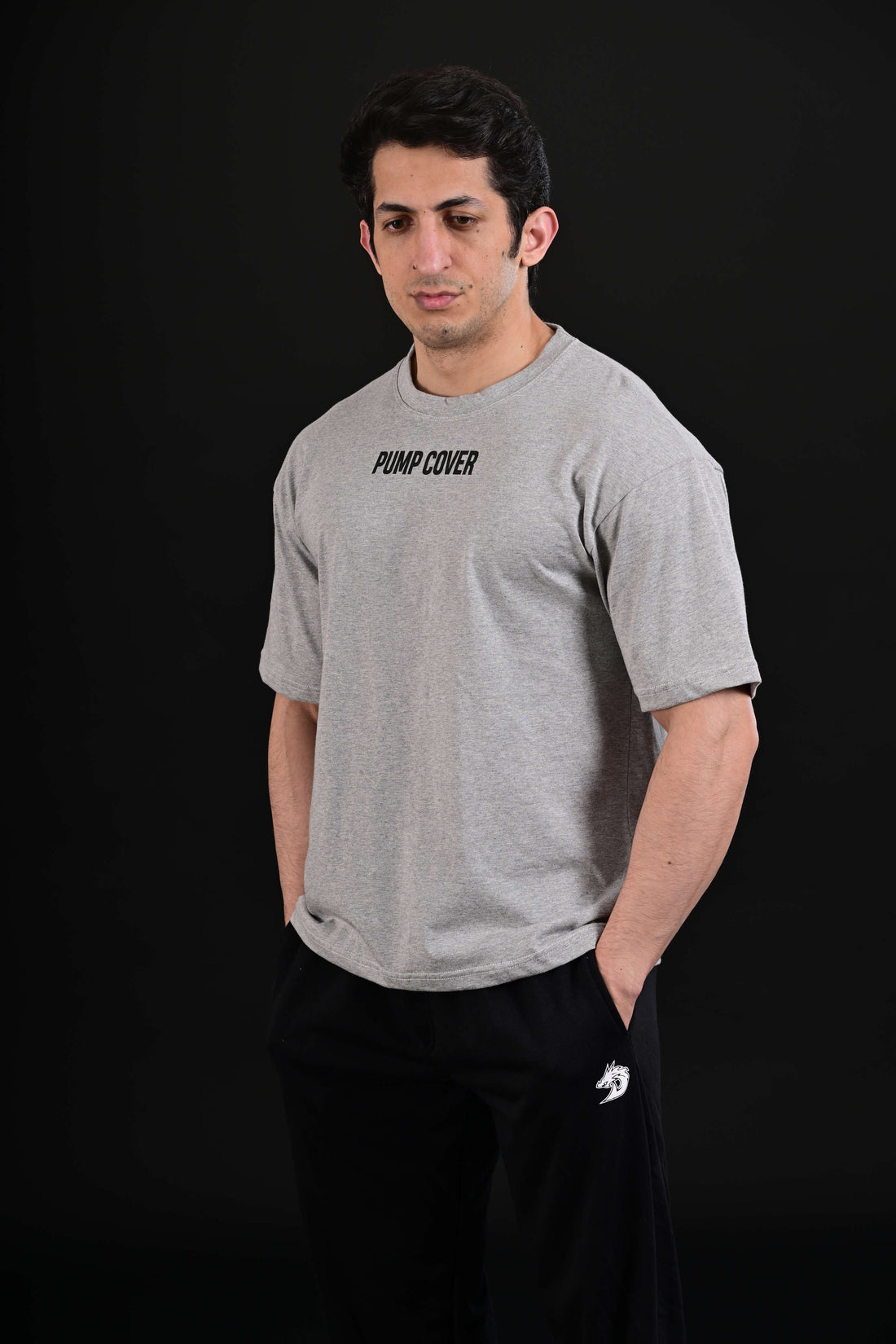 Pump Cover Drop Shoulder Grey Oversized Gym T Shirt Pakistan
