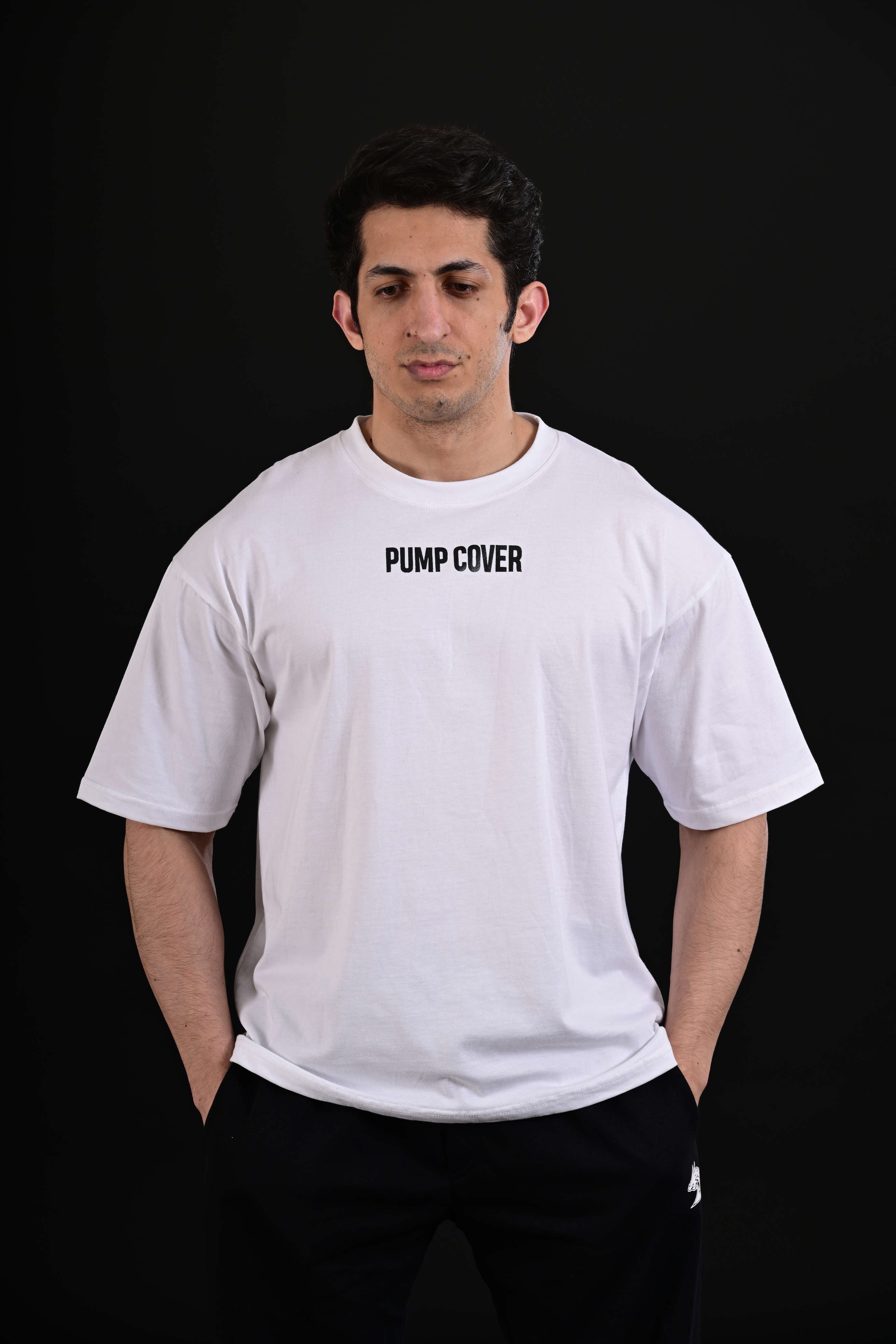 Pump Cover Drop Shoulder White Oversized Gym T Shirt Pakistan
