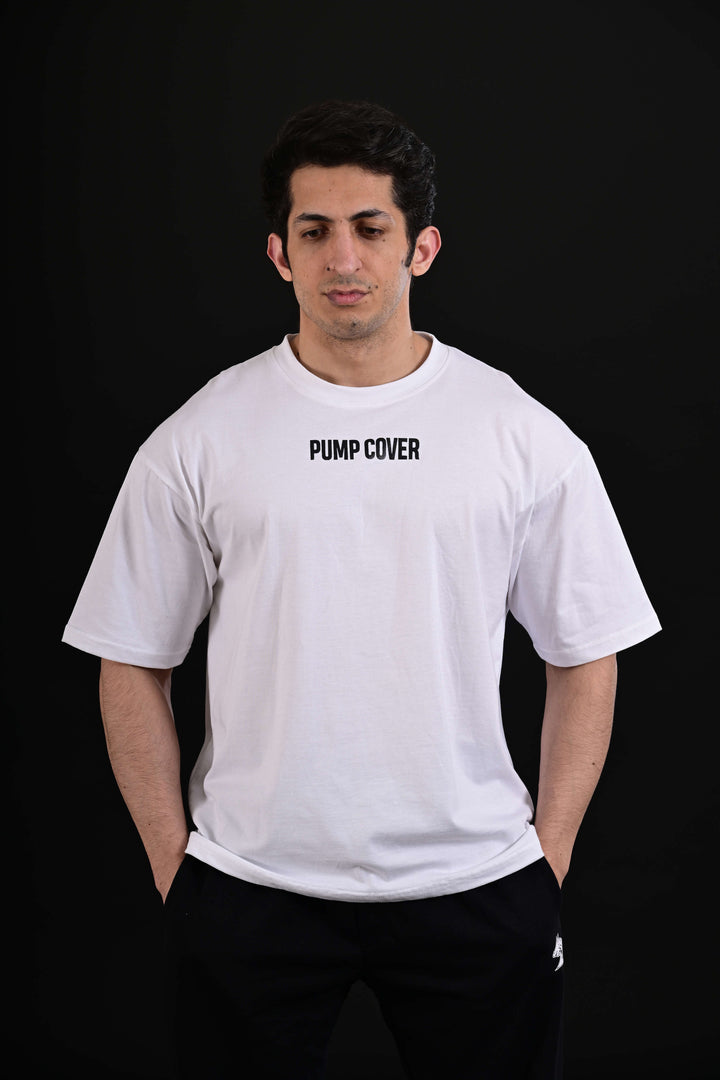 Pump Cover Drop Shoulder White Oversized Gym T Shirt Pakistan
