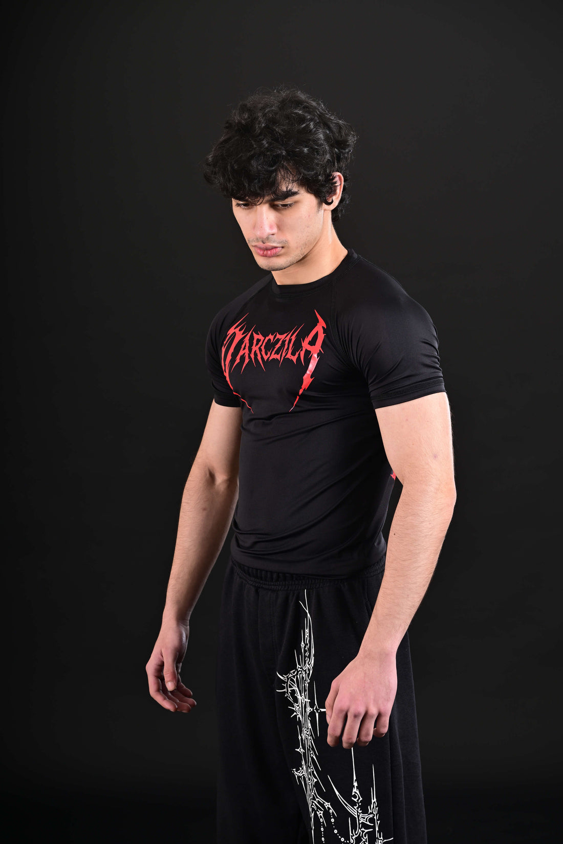 Half sleeve black compression t shirt for gym workouts