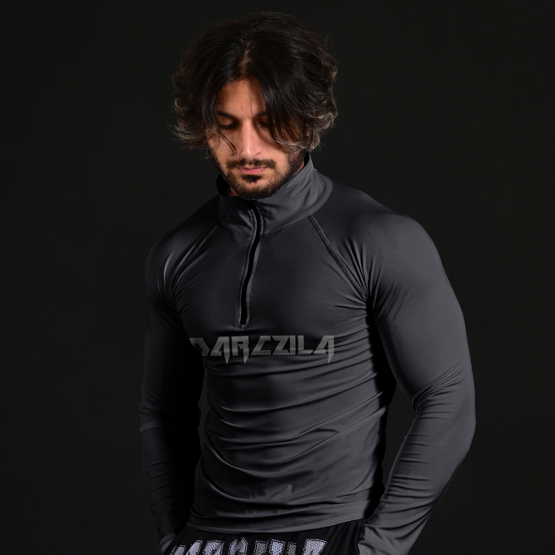 Collar Compression Shirt Black (Full Sleeves)