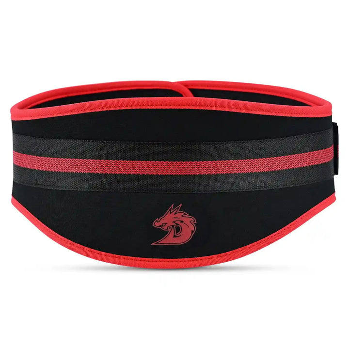 red gym support belt for weightlifting and strength training