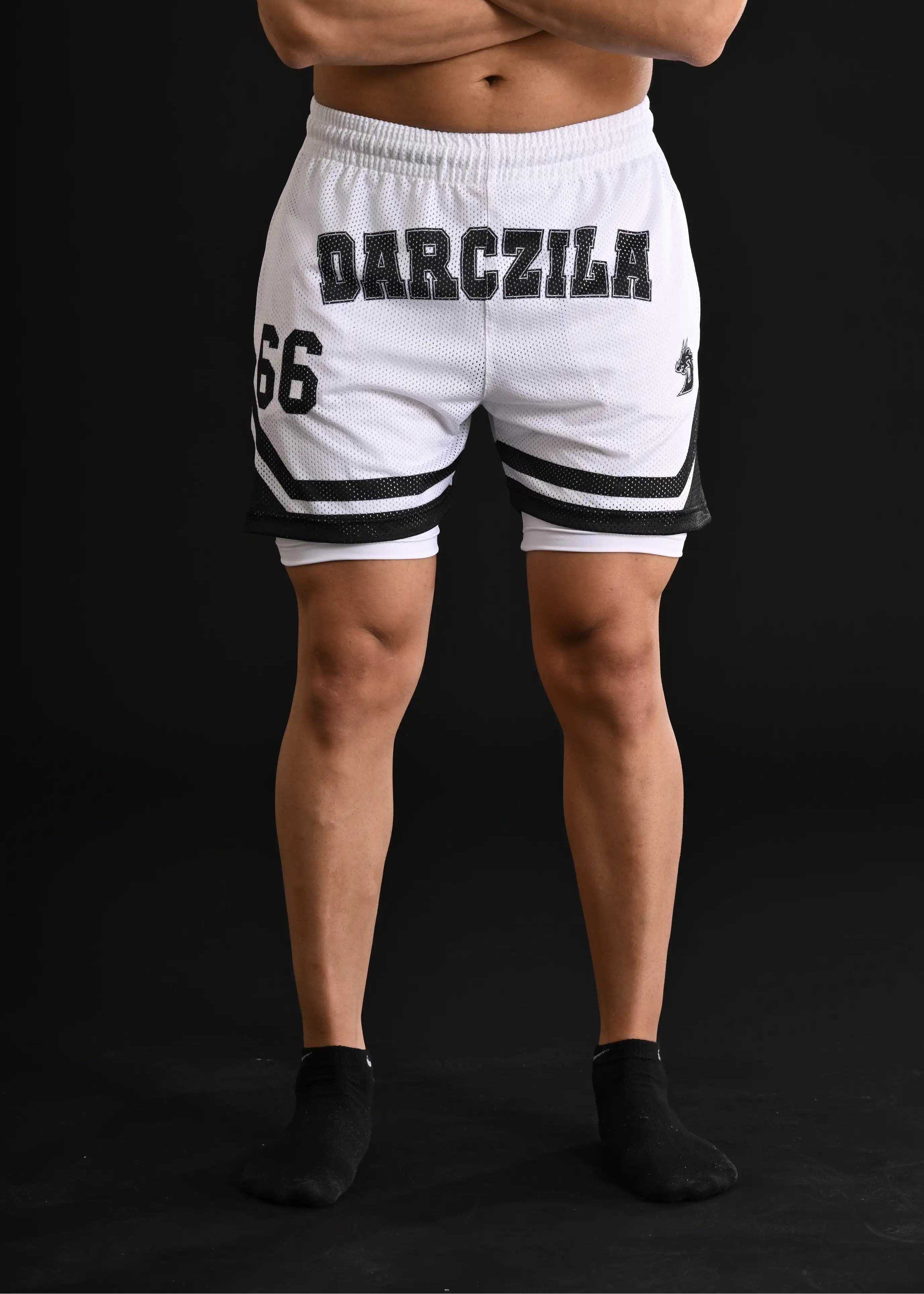Titan Mesh Shorts with Compression [WHITE]