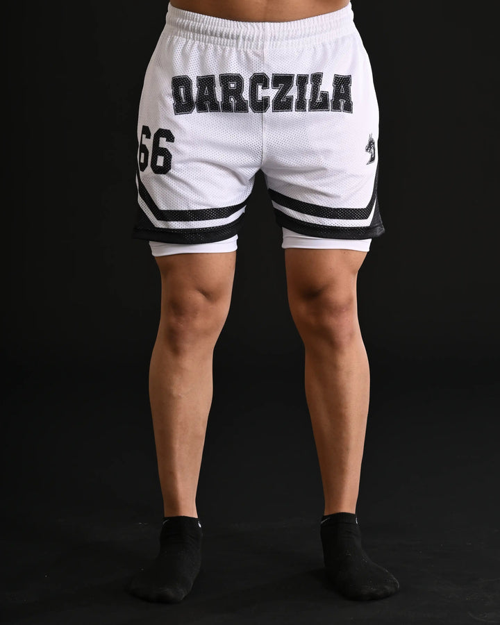 Titan Mesh Shorts with Compression [WHITE]
