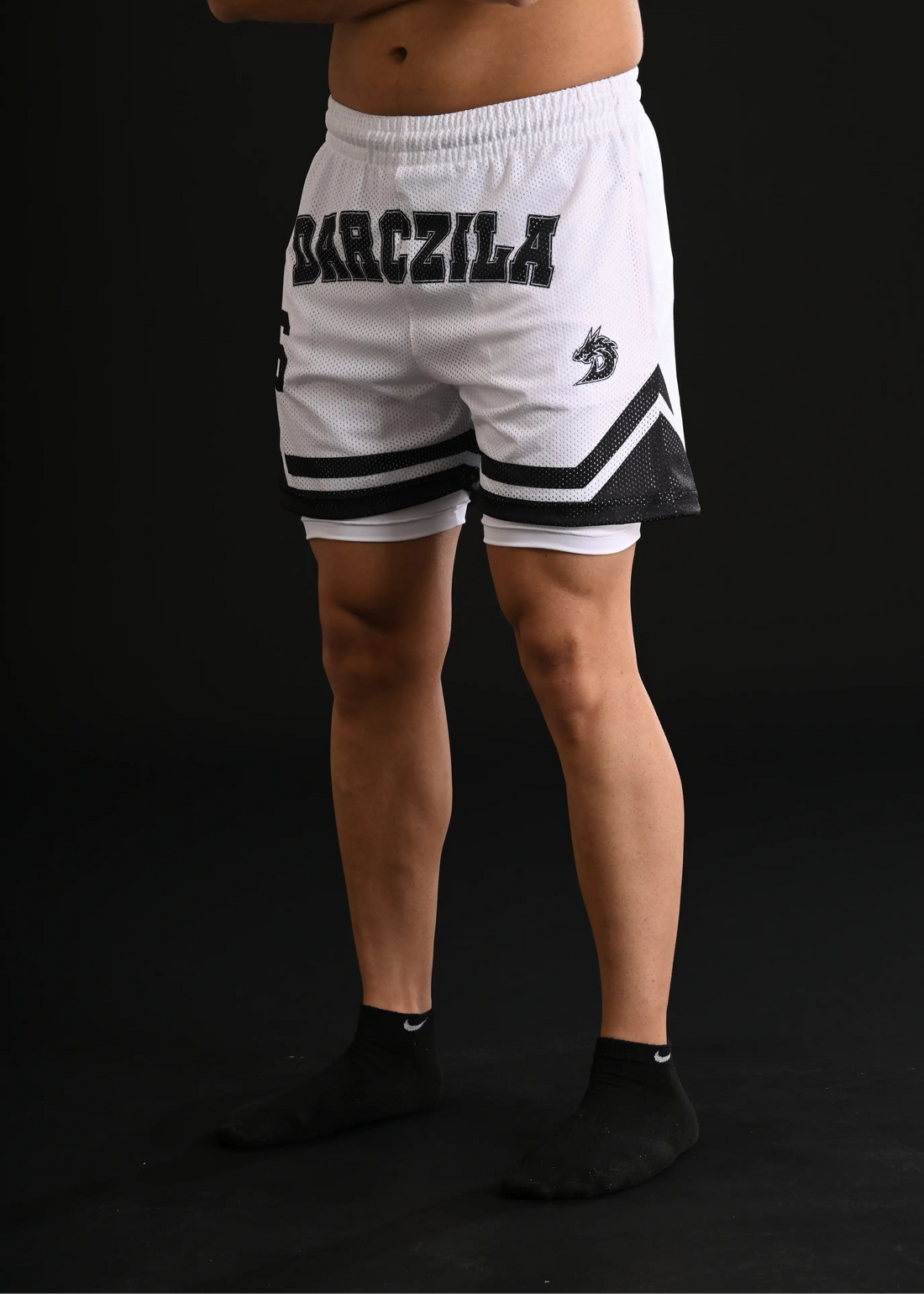 Titan Mesh Shorts with Compression [WHITE]