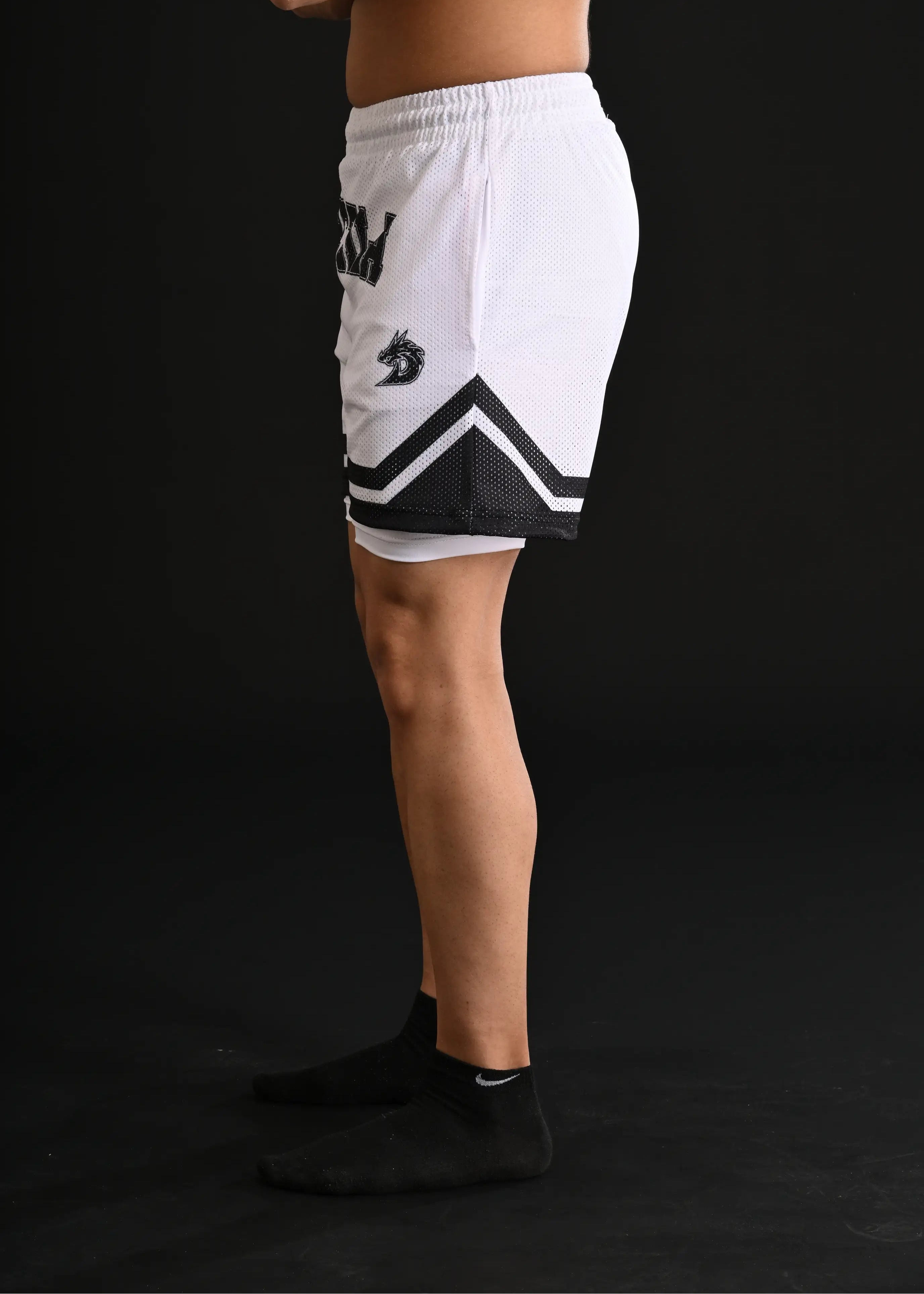 Titan Mesh Shorts with Compression [WHITE]