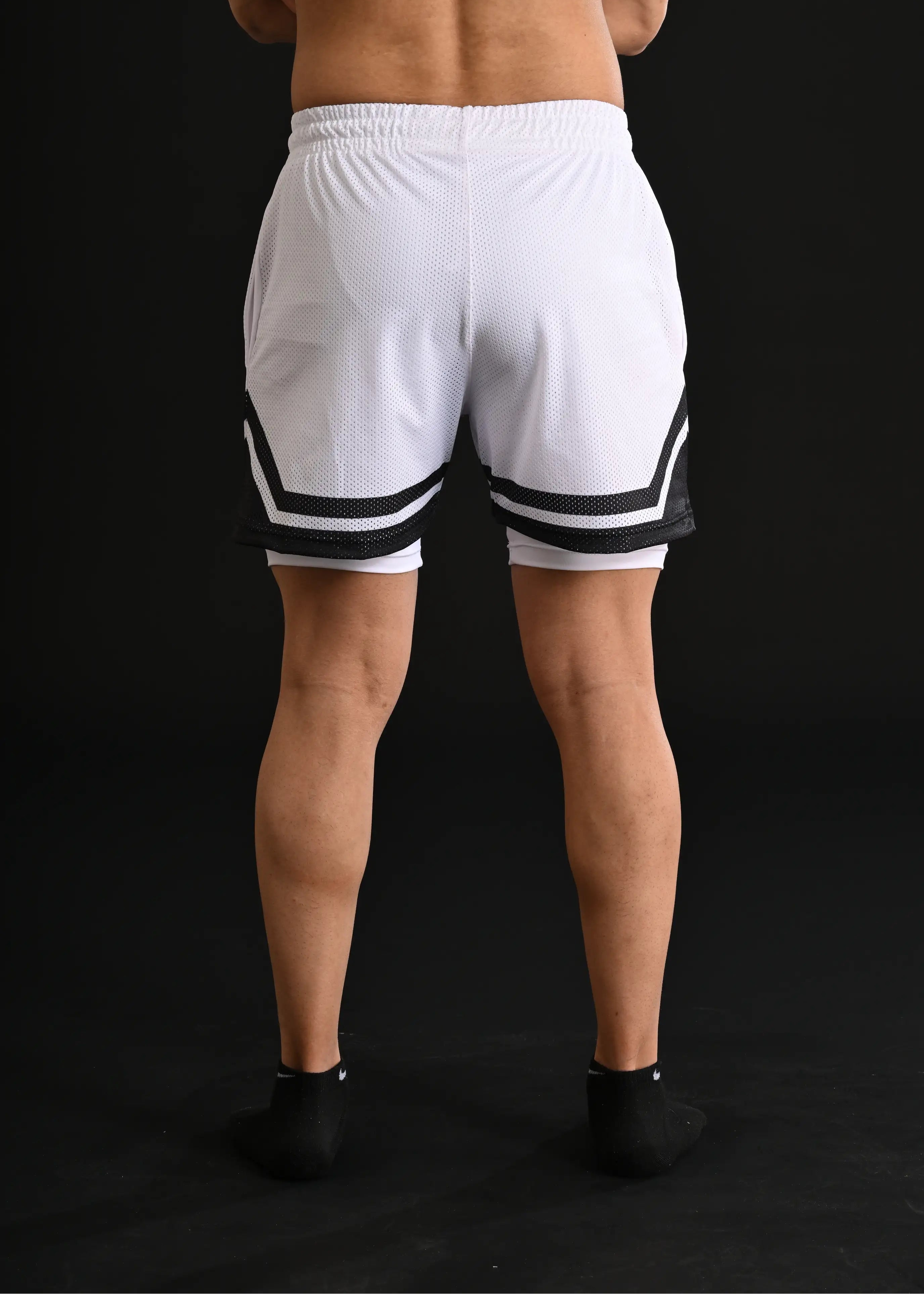 Titan Mesh Shorts with Compression [WHITE]