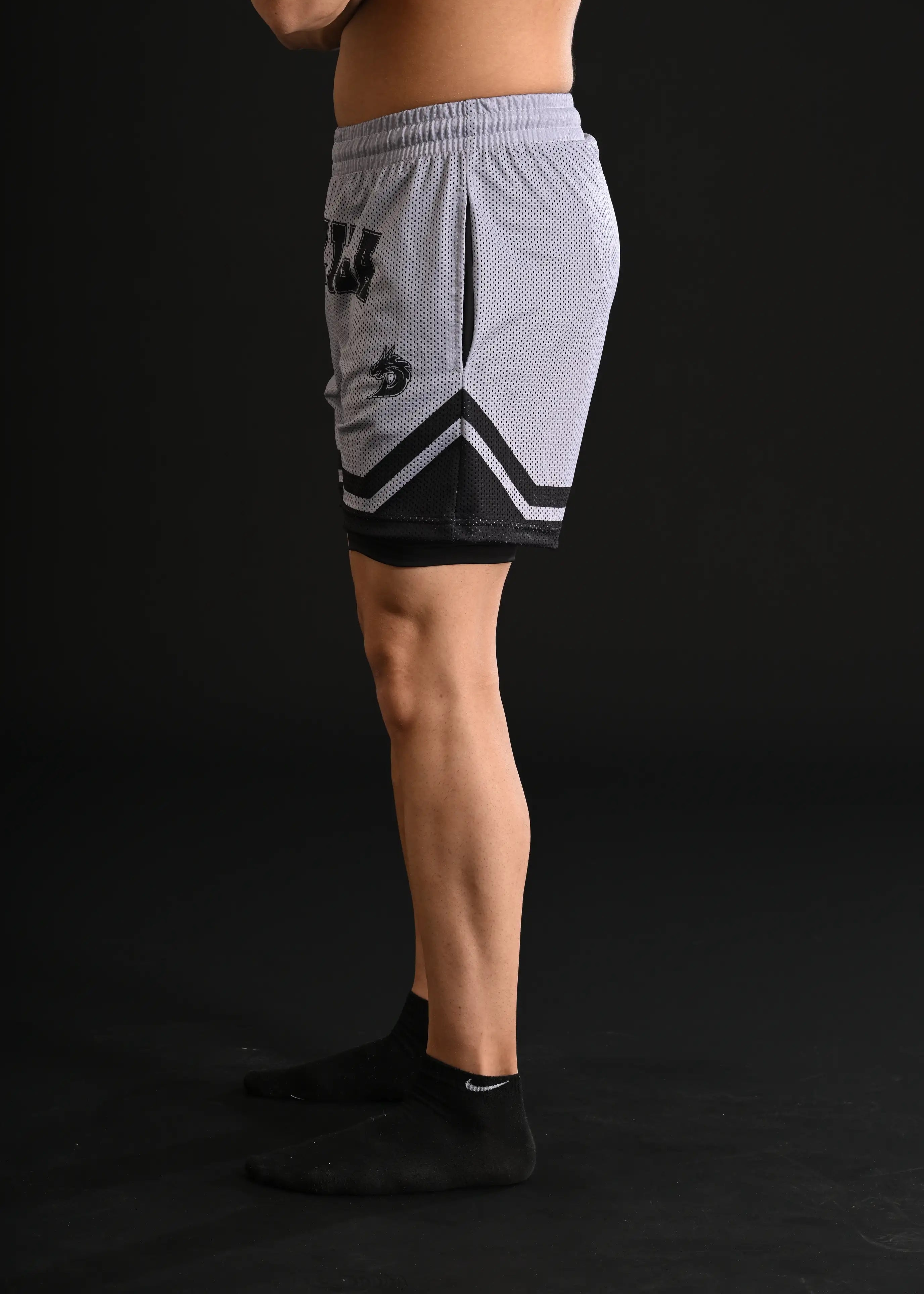 Titan Mesh Shorts with Compression [GREY]