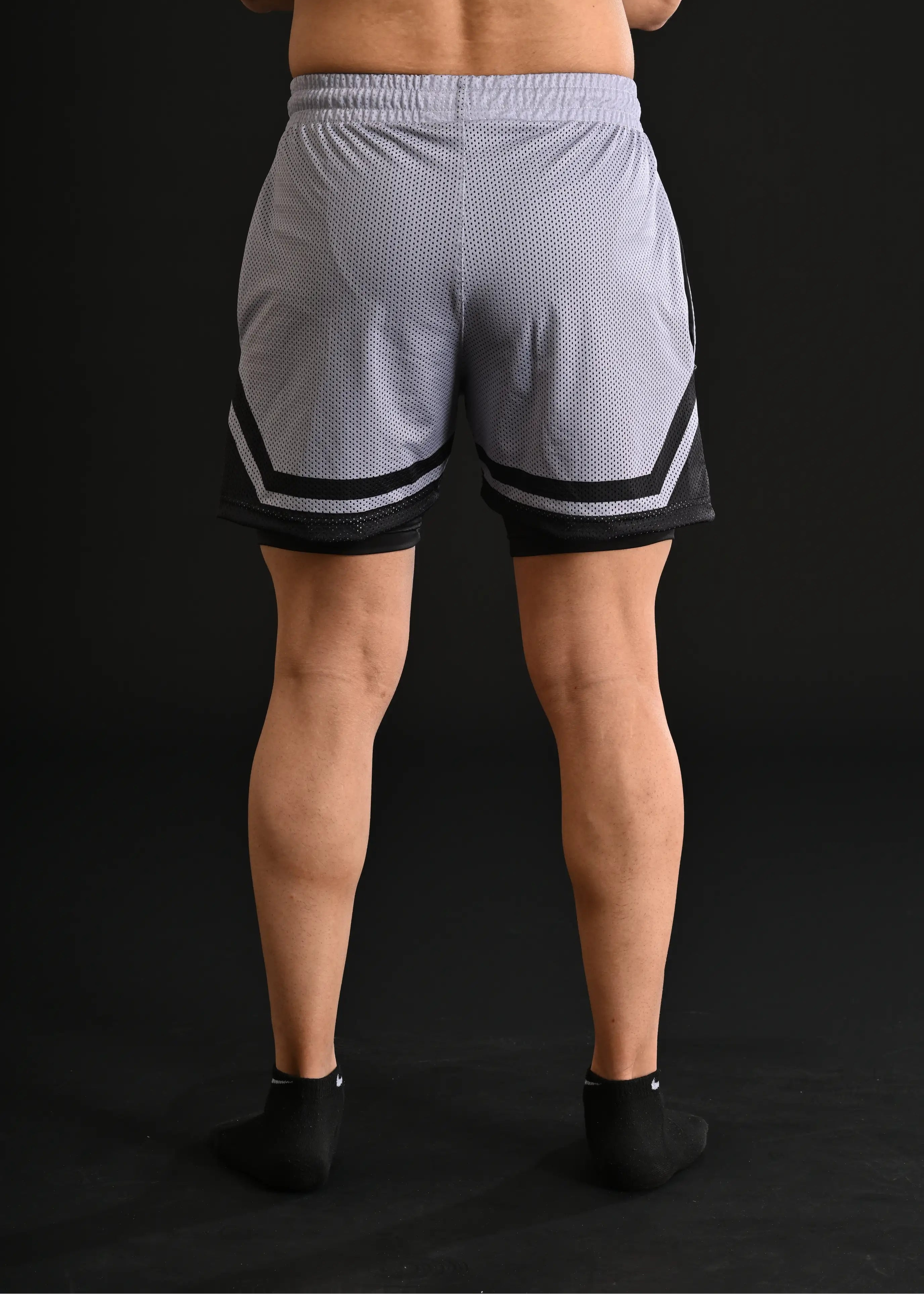 Titan Mesh Shorts with Compression [GREY]