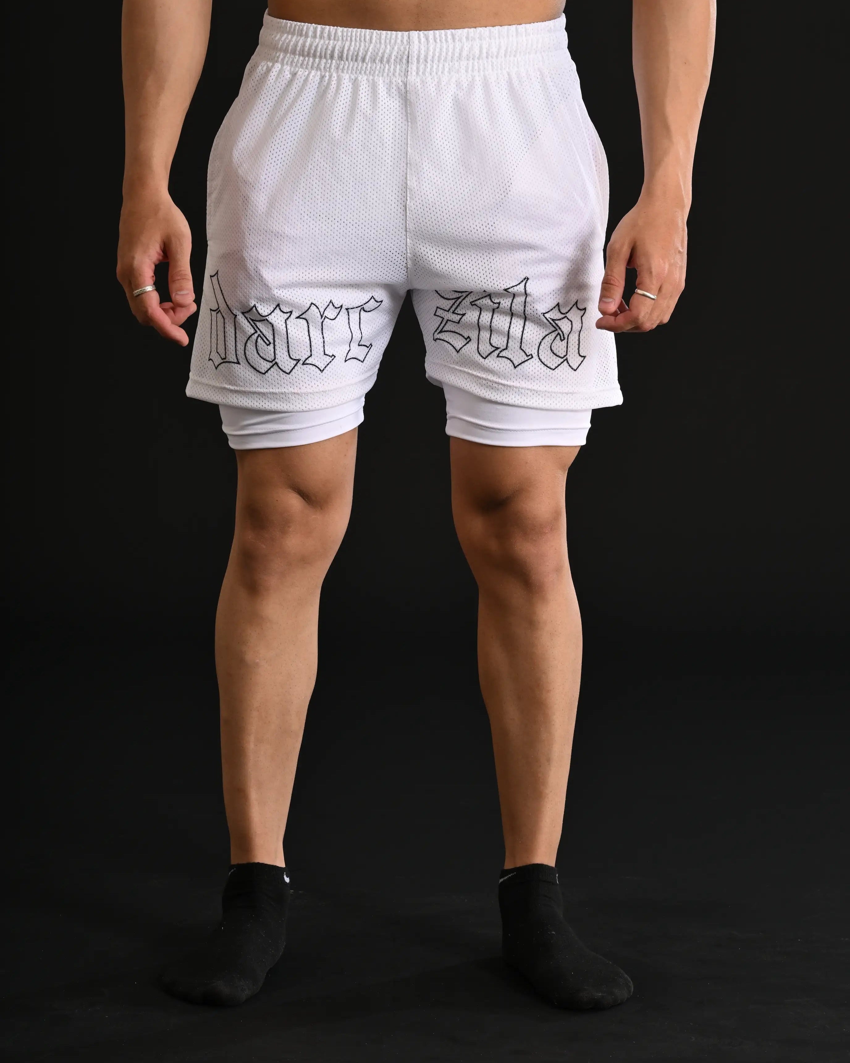 Mesh Shorts with Compression [WHITE]