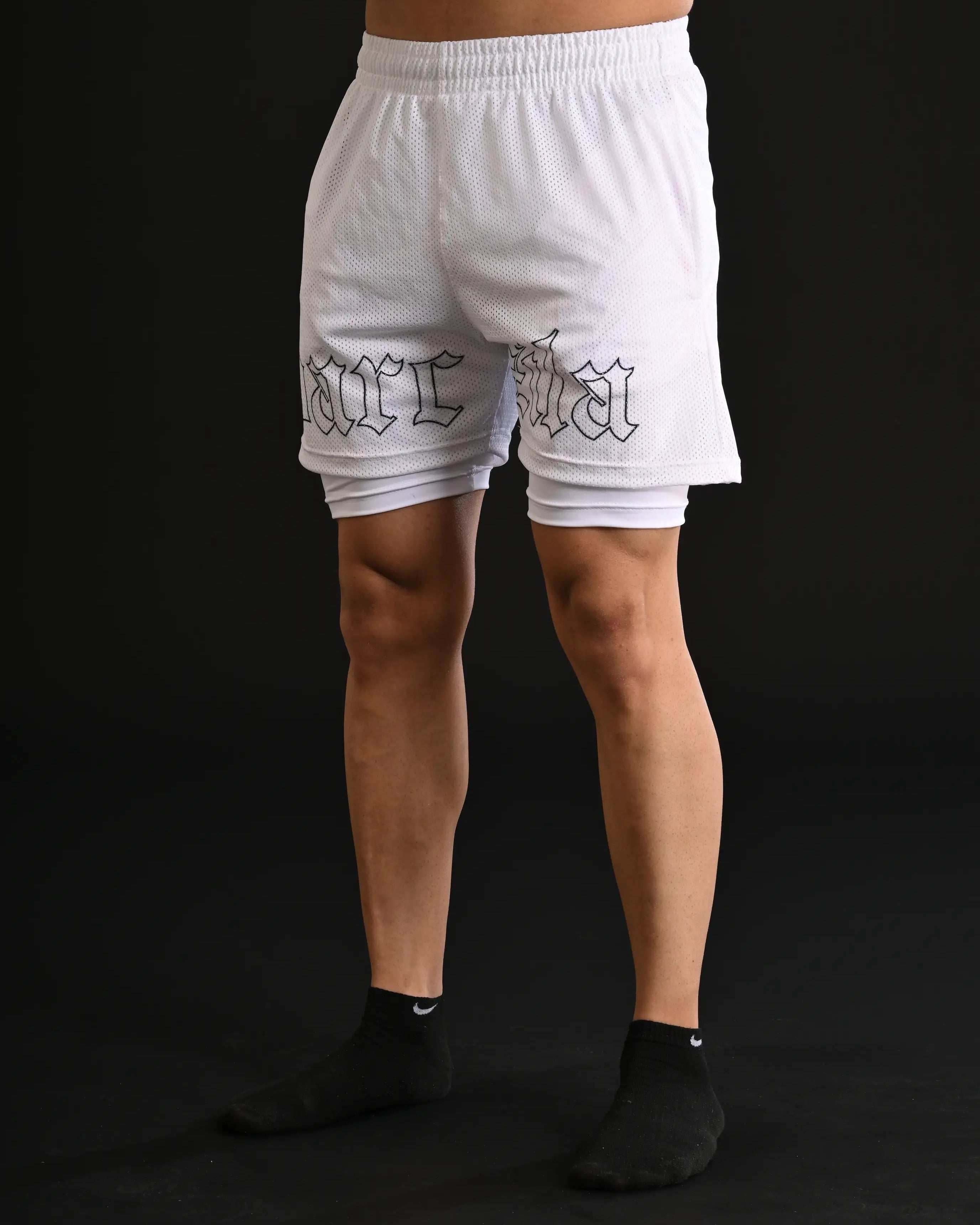 Mesh Shorts with Compression [WHITE]