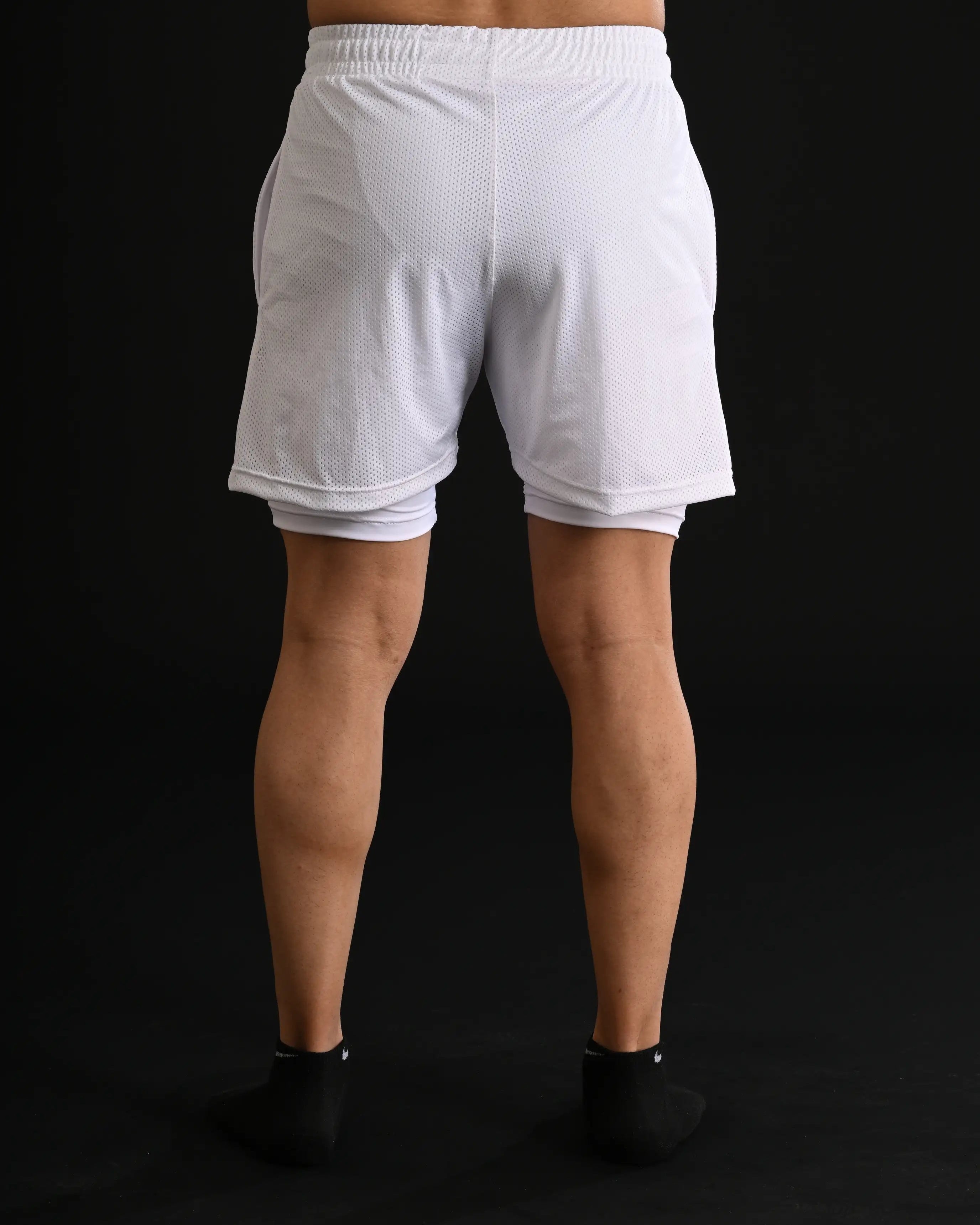 Mesh Shorts with Compression [WHITE]
