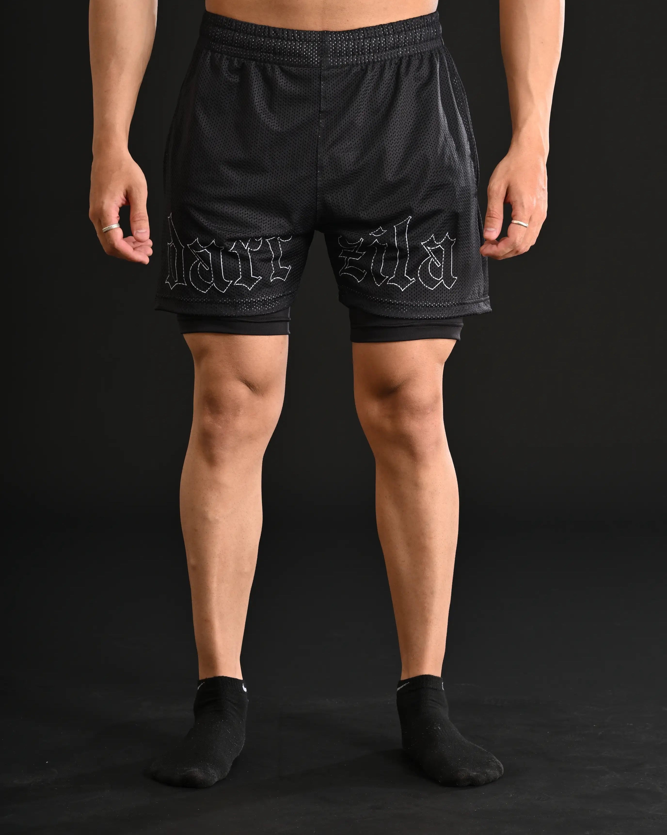 Mesh Shorts with Compression [BLACK]