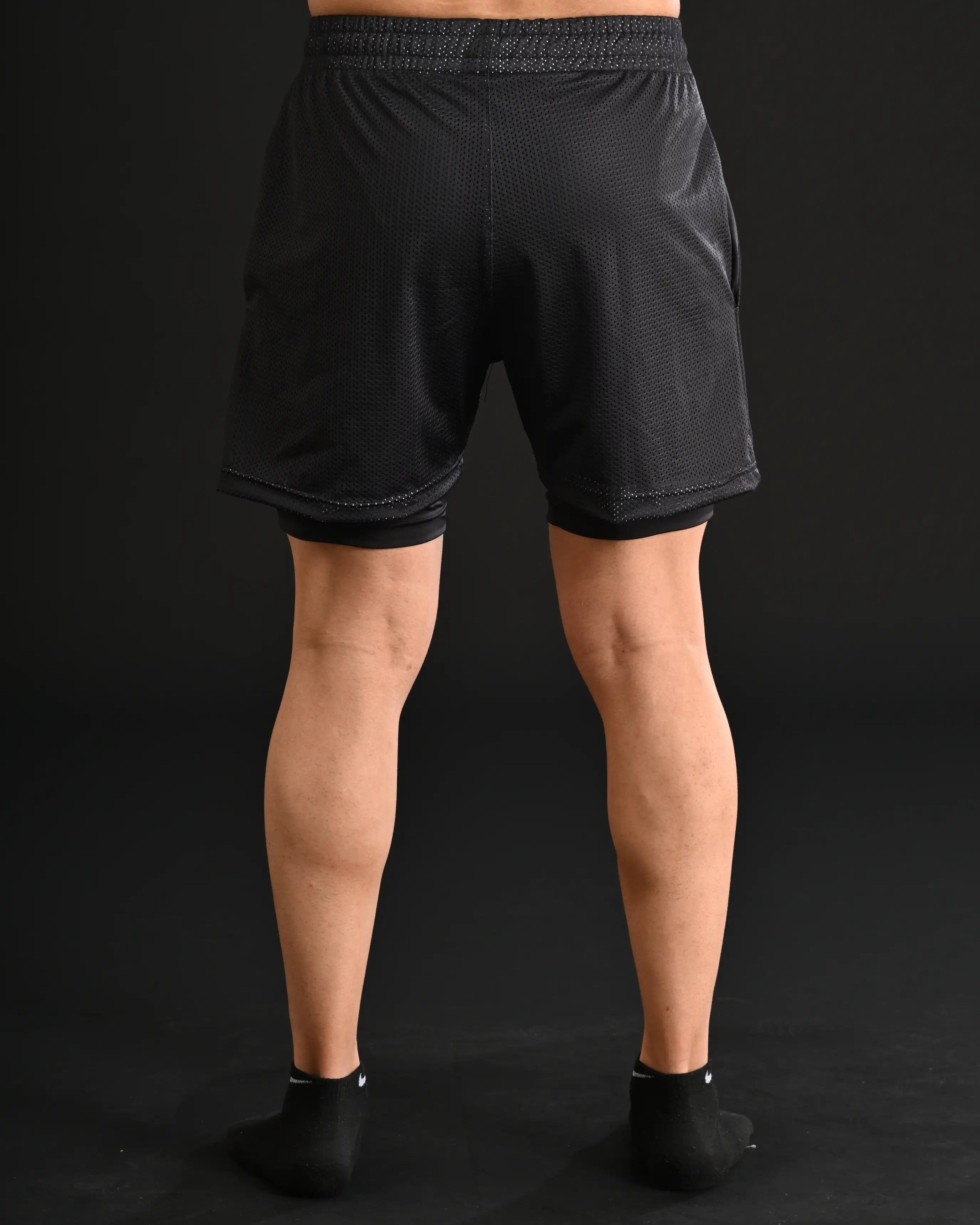 Mesh Shorts with Compression [BLACK]