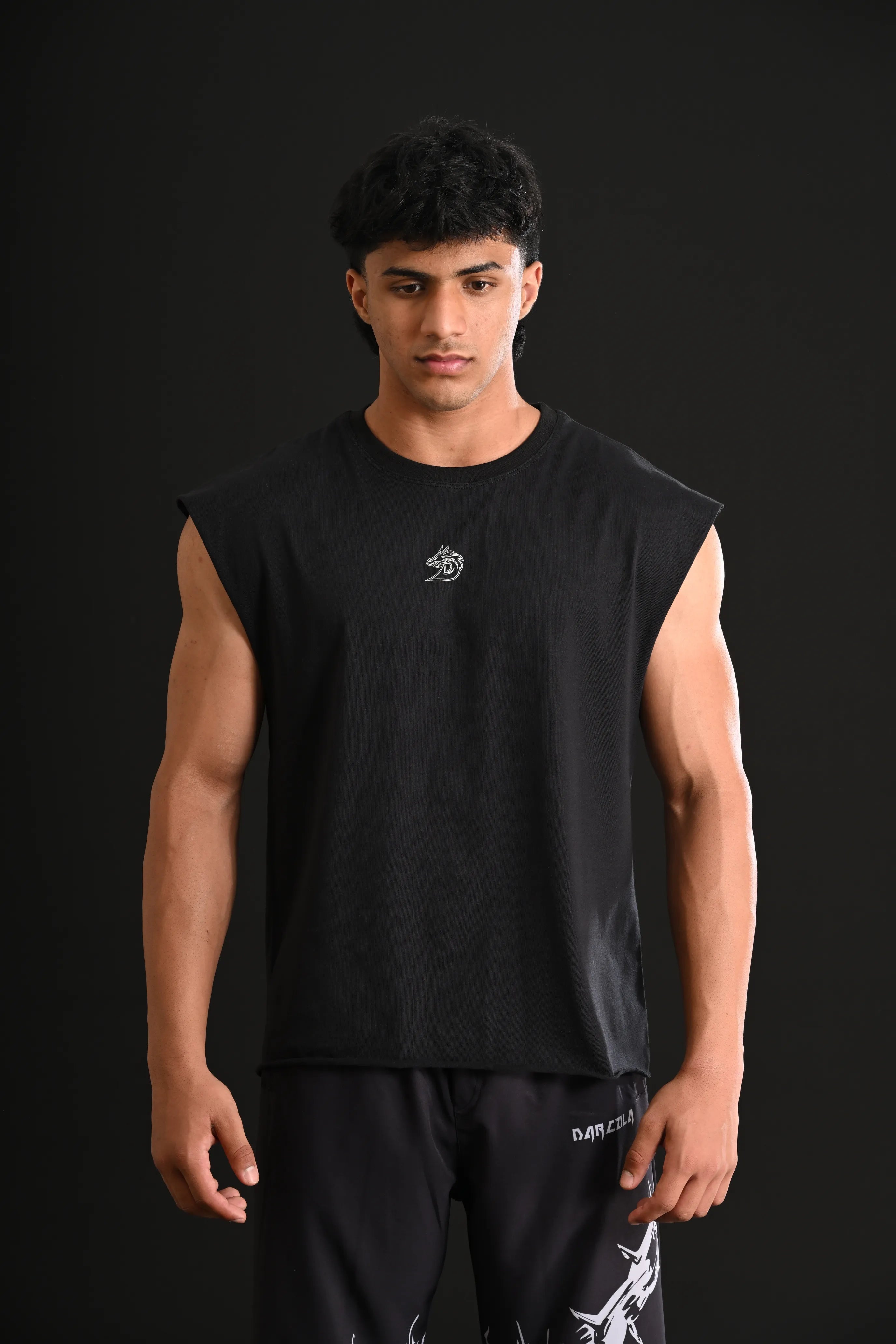 SNAKE CROPPED TANK [BLACK]