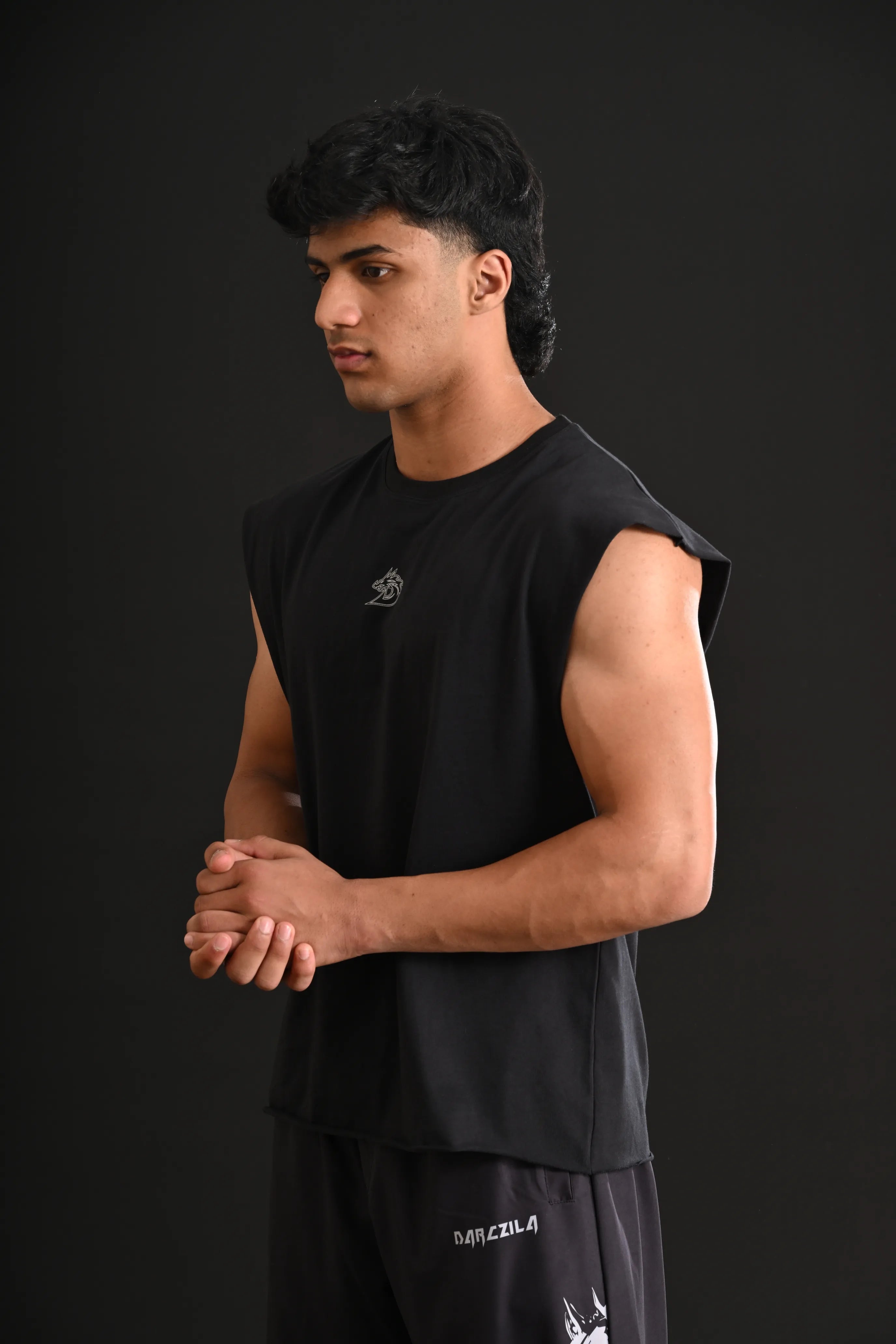 SNAKE CROPPED TANK [BLACK]