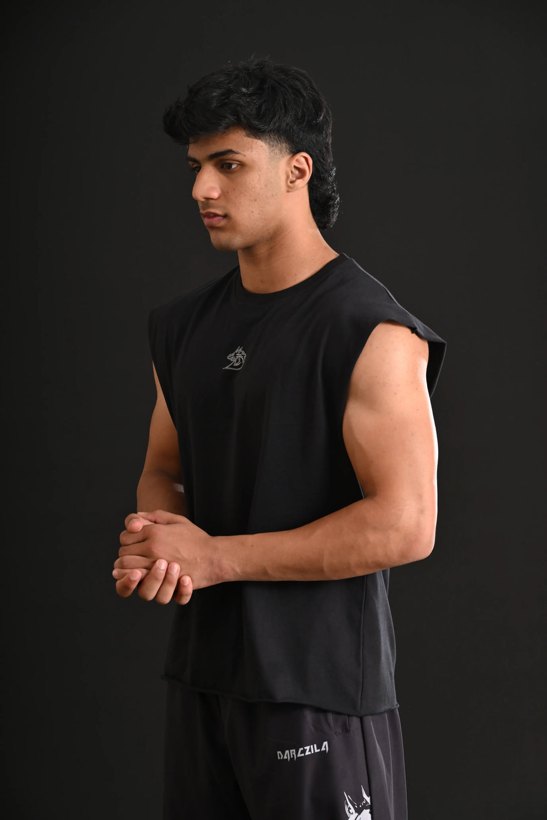 SNAKE CROPPED TANK [BLACK]