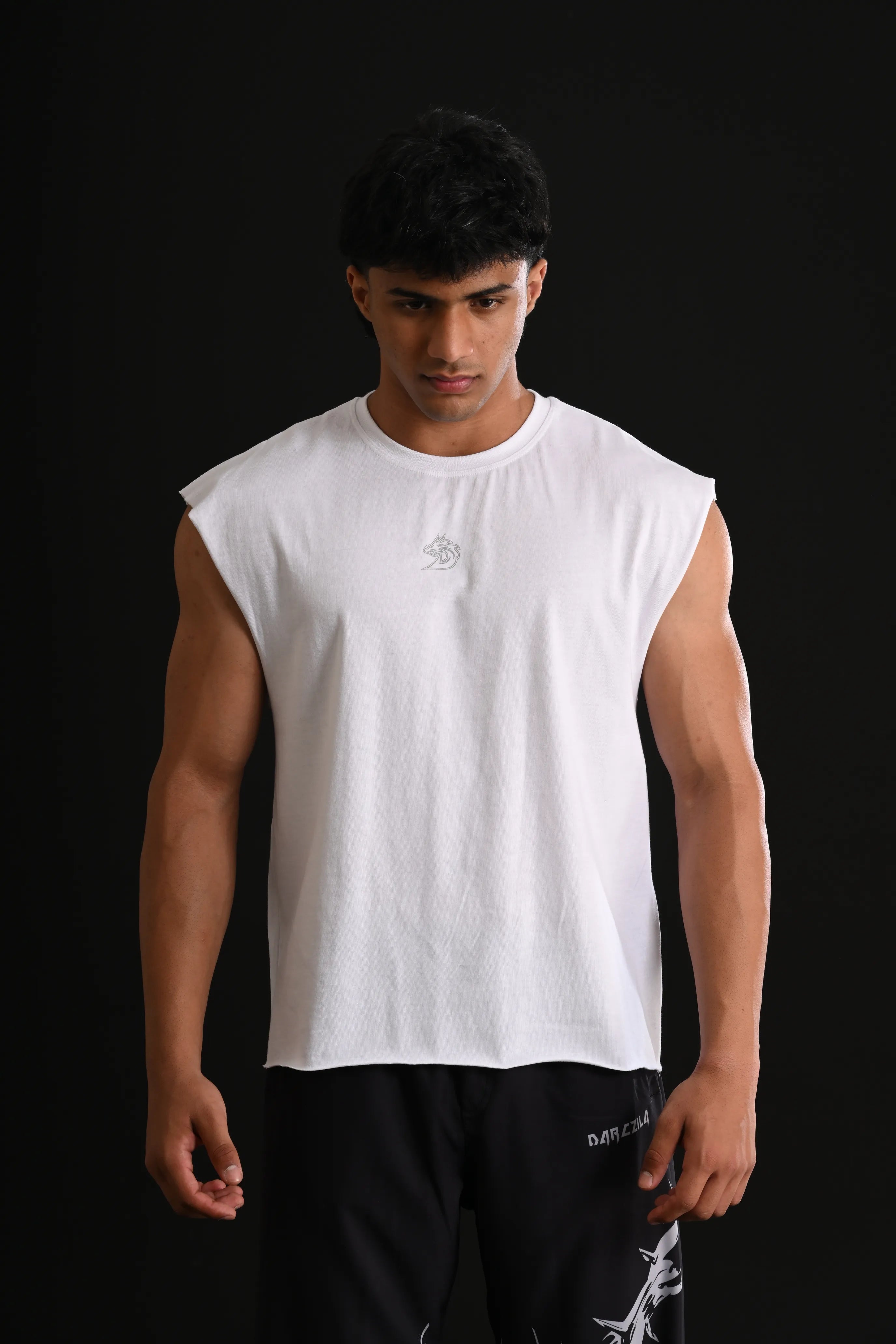SNAKE CROPPED TANK [WHITE]