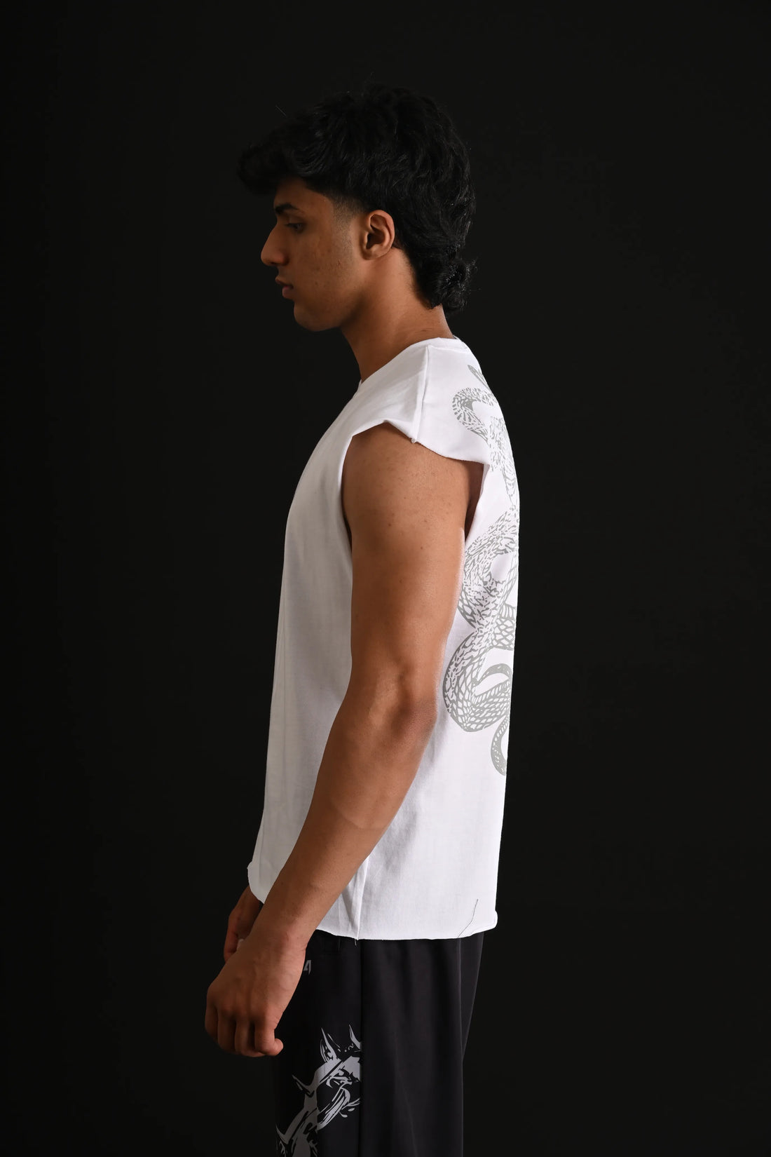 SNAKE CROPPED TANK [WHITE]