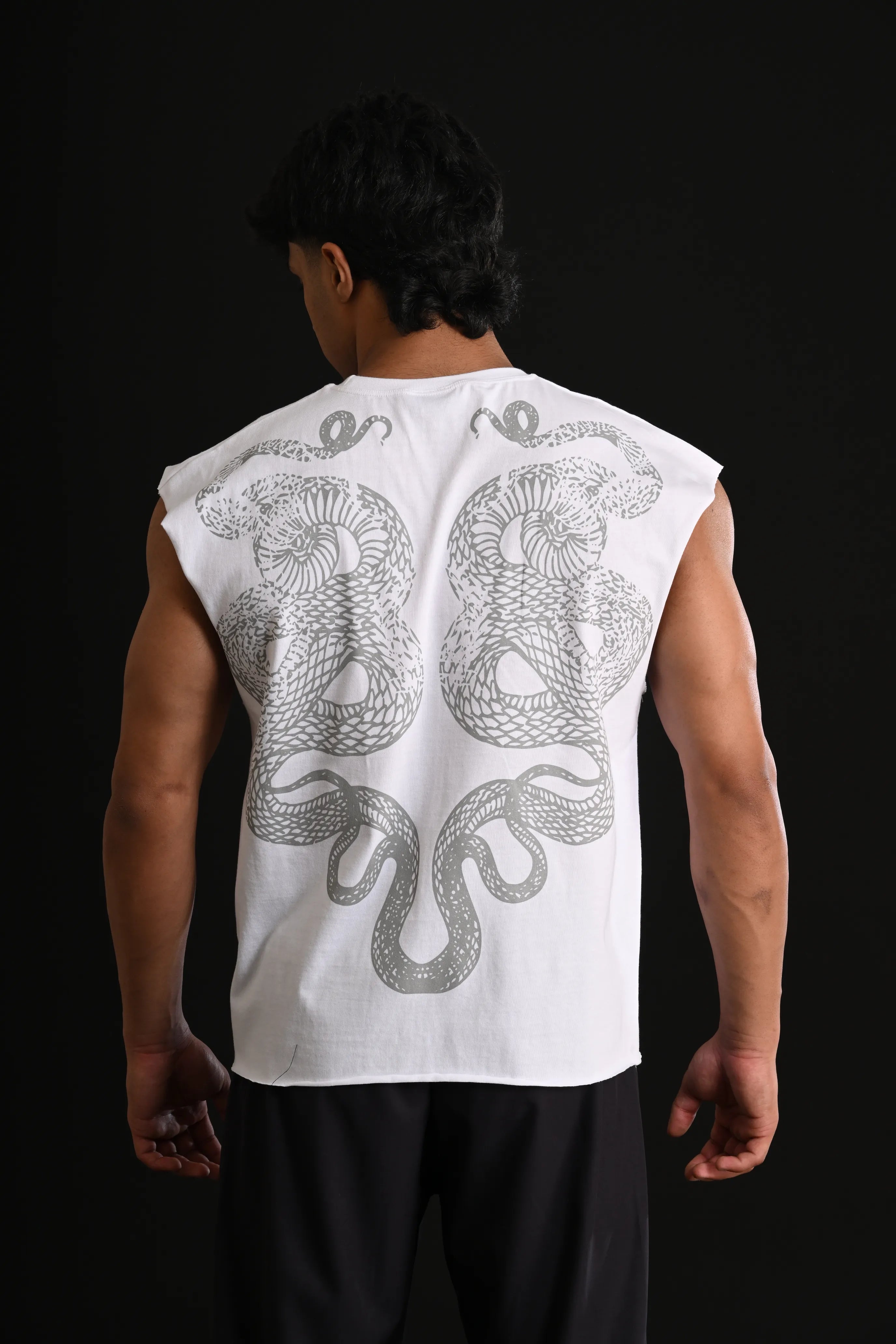SNAKE CROPPED TANK [WHITE]