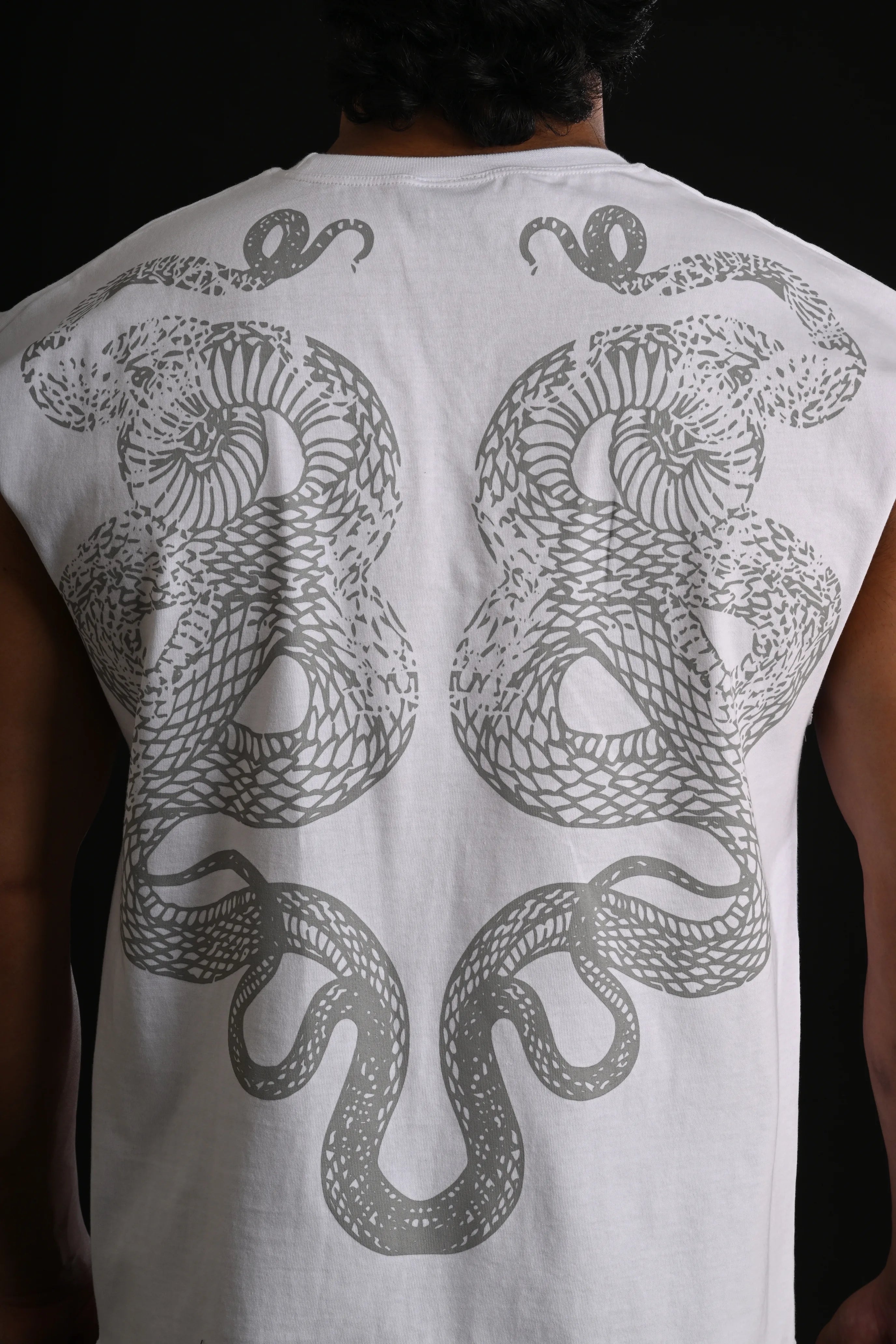 SNAKE CROPPED TANK [WHITE]