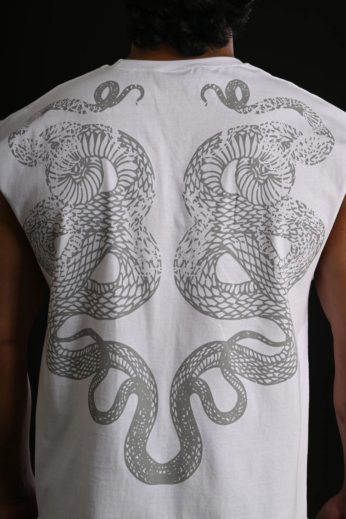 SNAKE CROPPED TANK [WHITE]