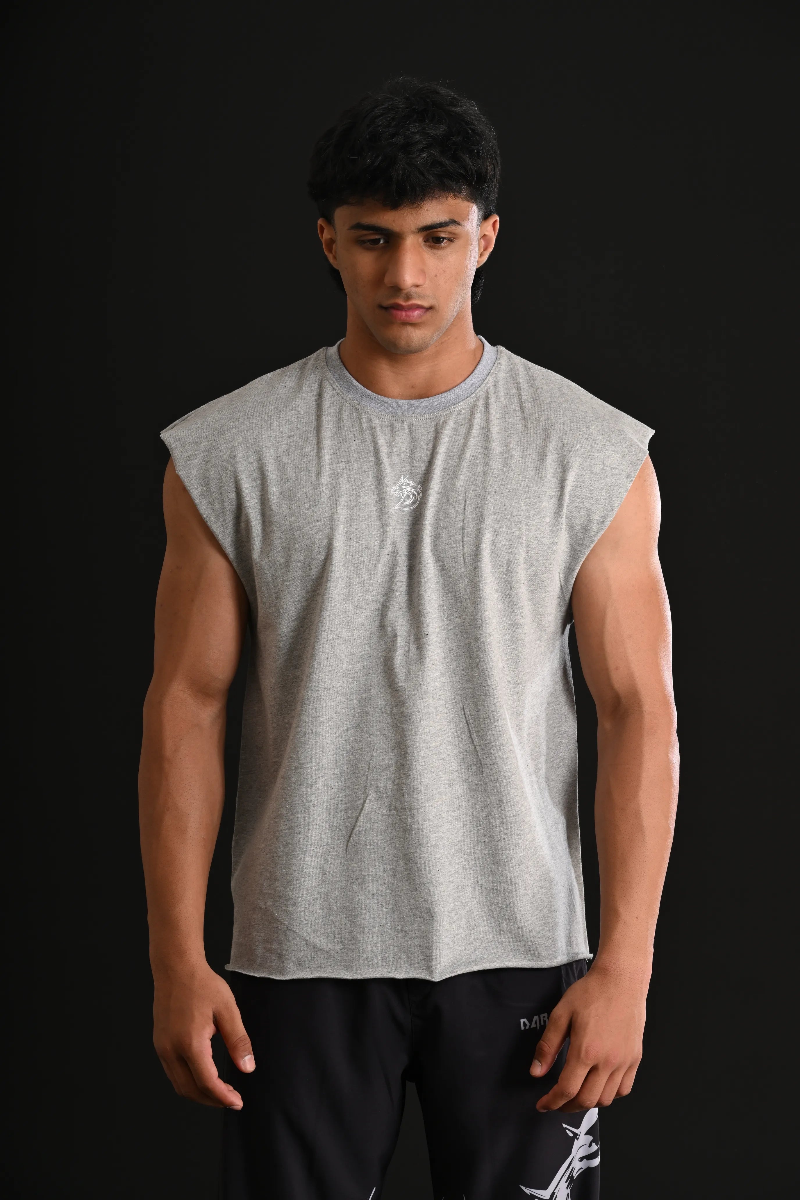 SNAKE CROPPED TANK [GREY]