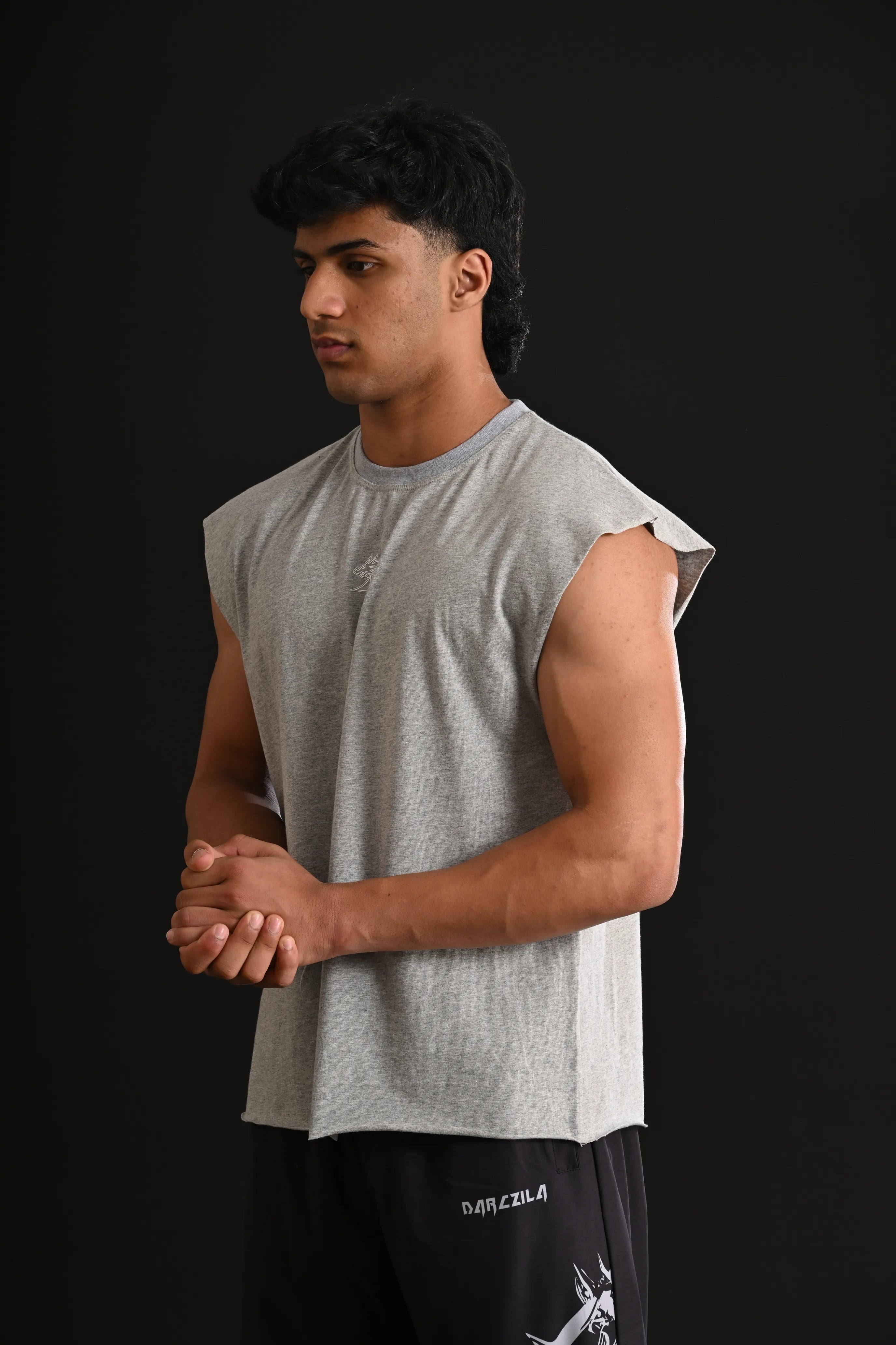 SNAKE CROPPED TANK [GREY]