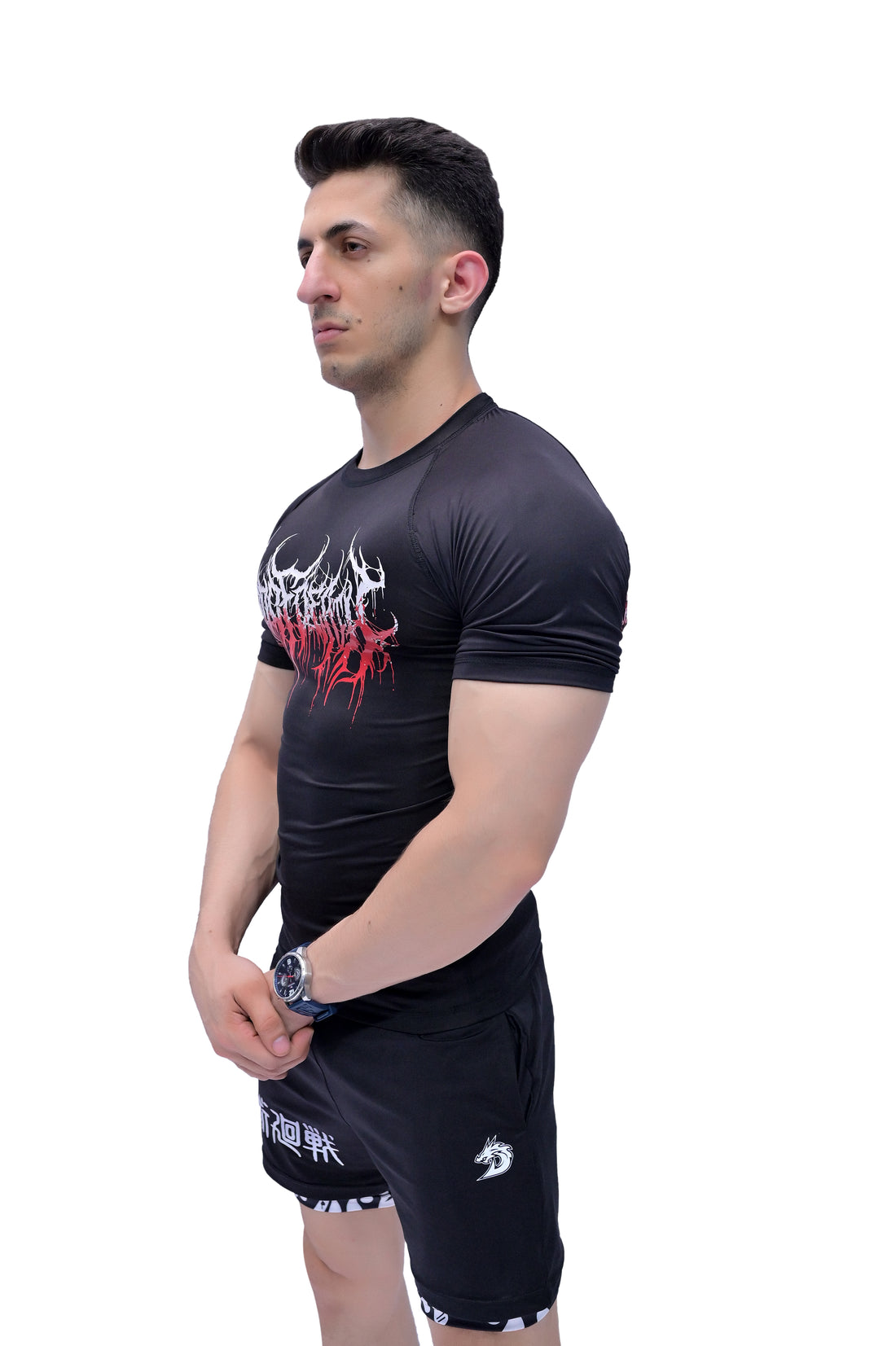 Lord of Death compression shirt in black, premium gym wear for athletes.