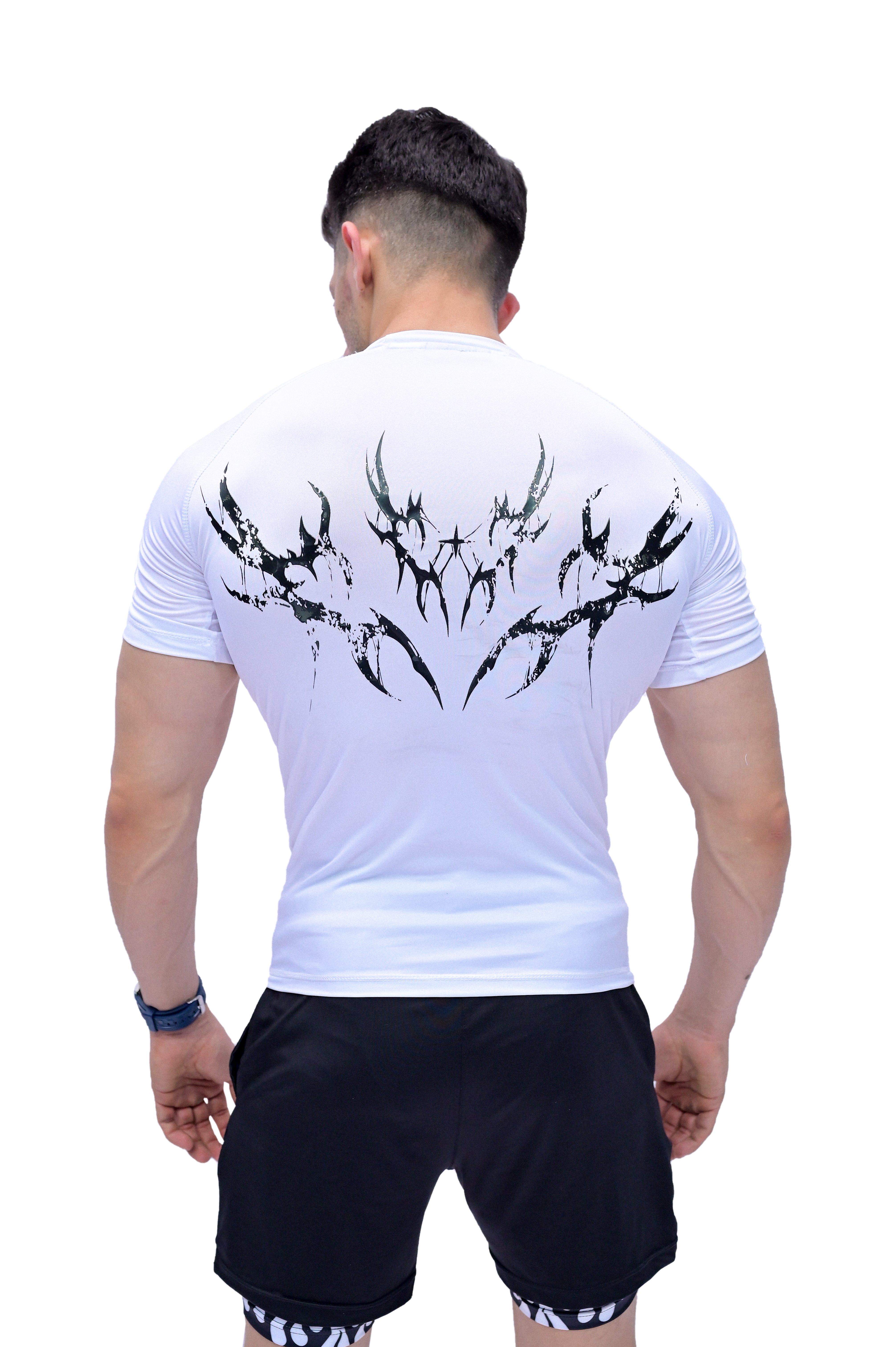 Darczila Lord of Death white compression t-shirt for premium activewear and gym wear.