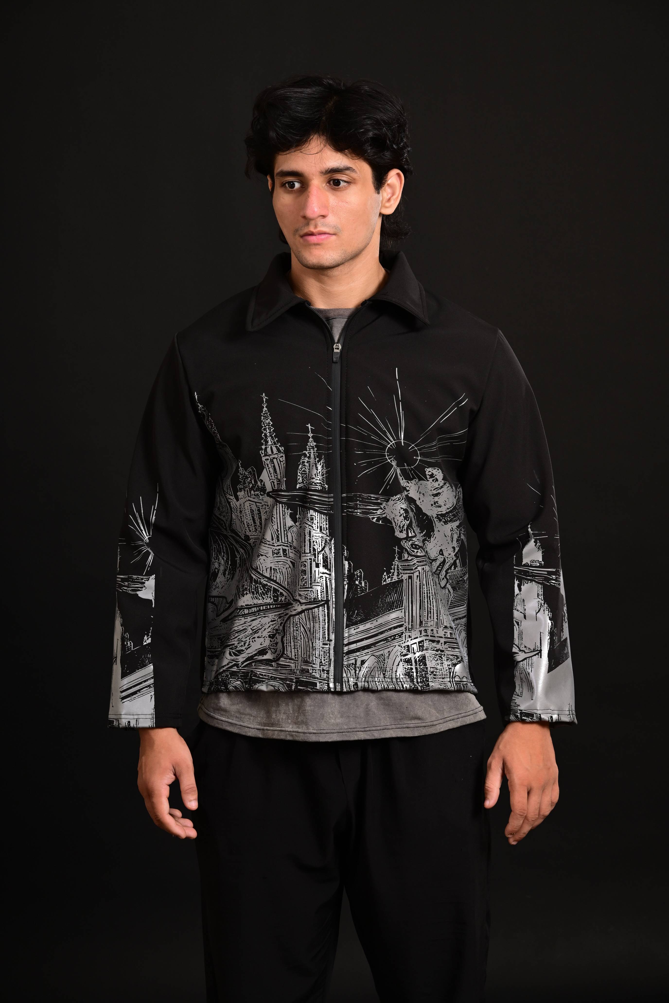 Hercules Jacket with rugged construction and statement graphic design