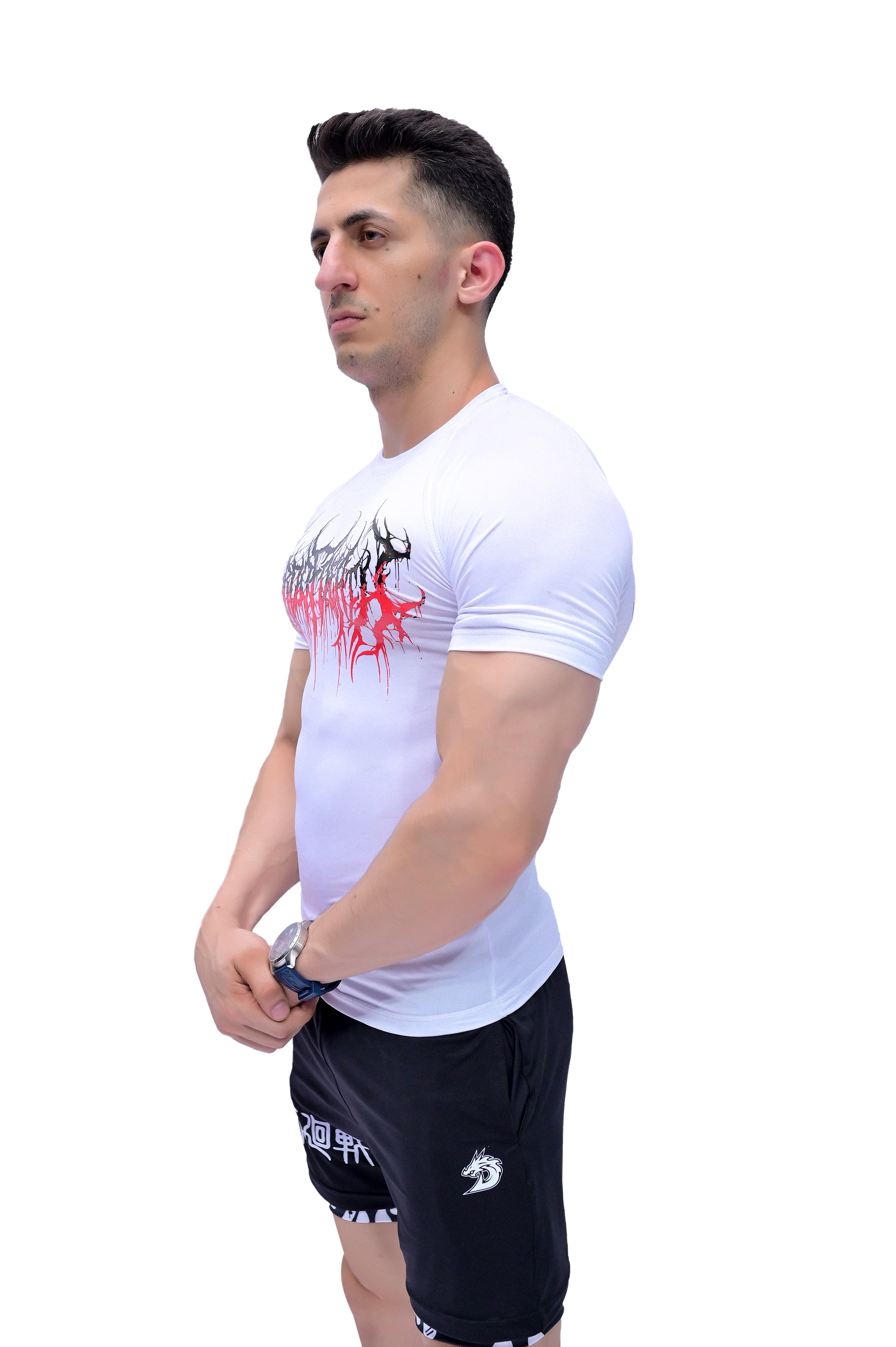 High-quality white compression t-shirt by Darczila, ideal for activewear and sportswear routines.
