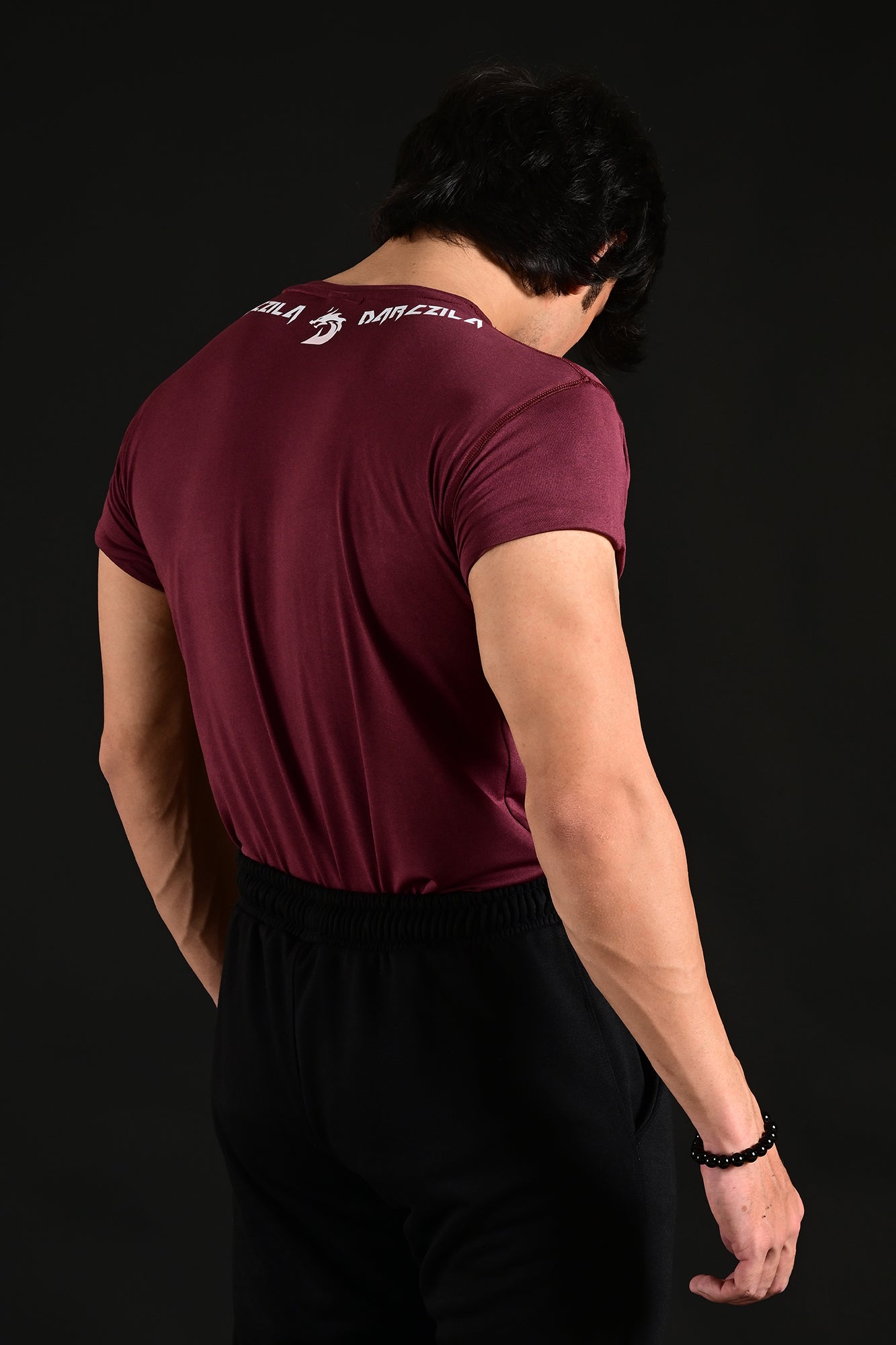 Maroon Compression Workout Tee for men and fitness training