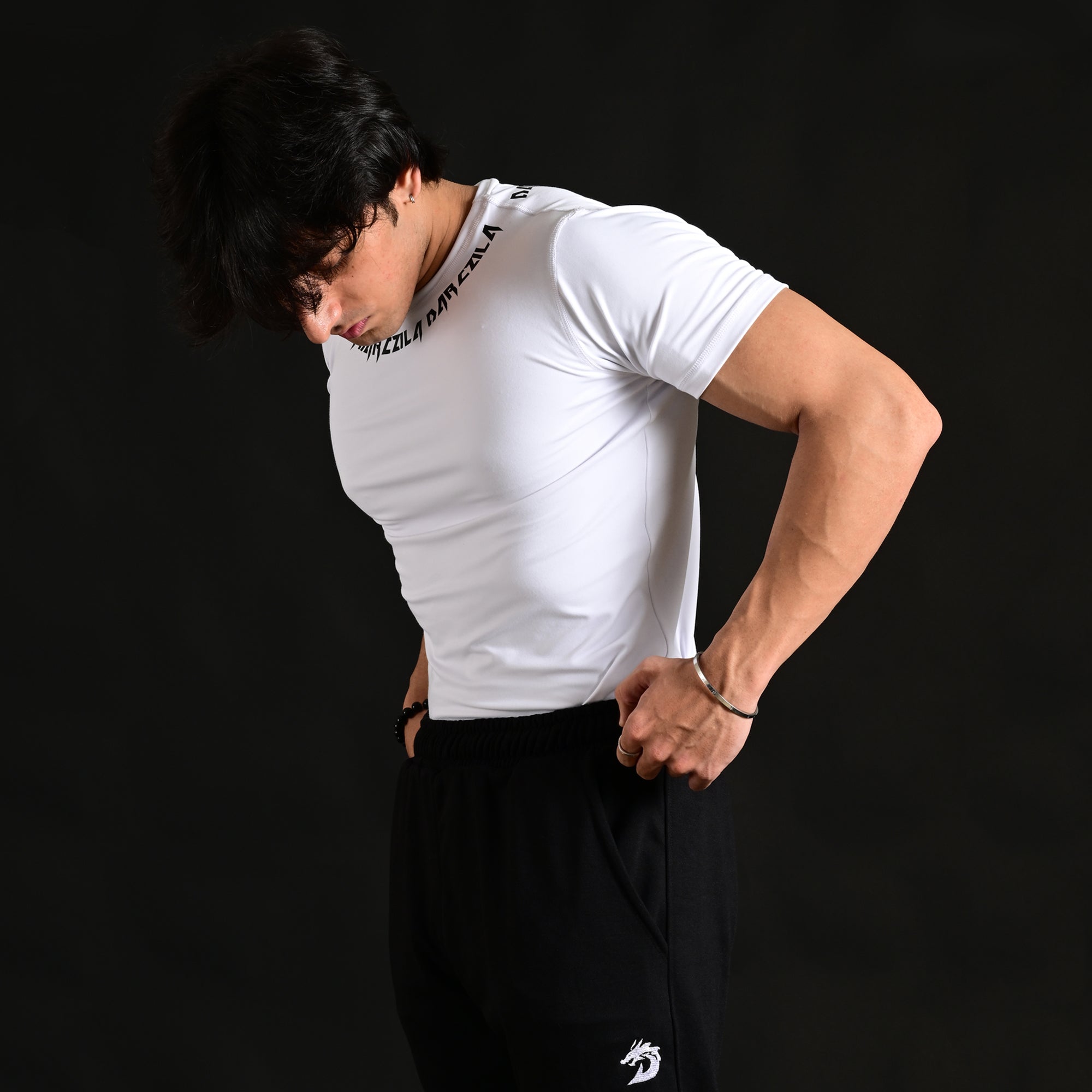 Premium White Compression Tee for men gym and fitness wear