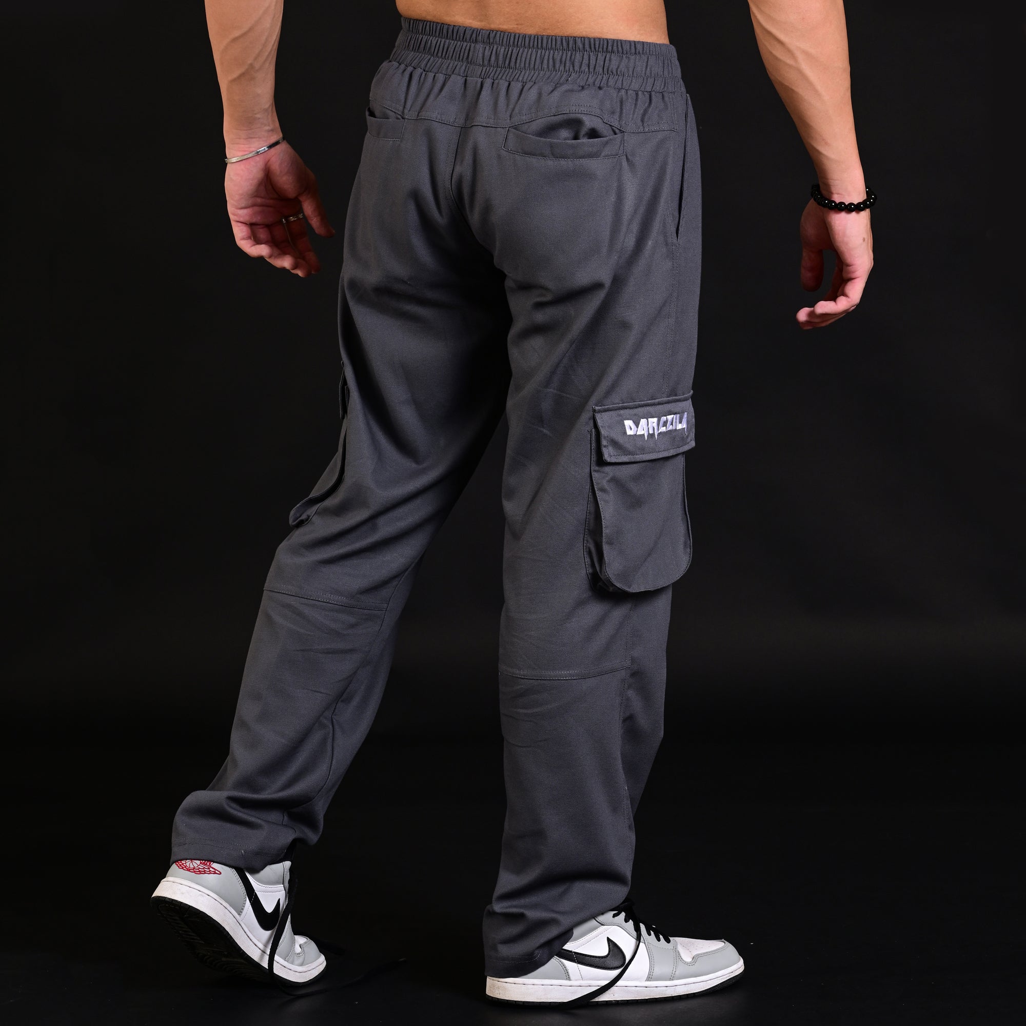 Slim fit grey cargo pants, stylish men's tapered pants with multiple pockets, perfect for modern streetwear, casual outfits, and everyday comfort
