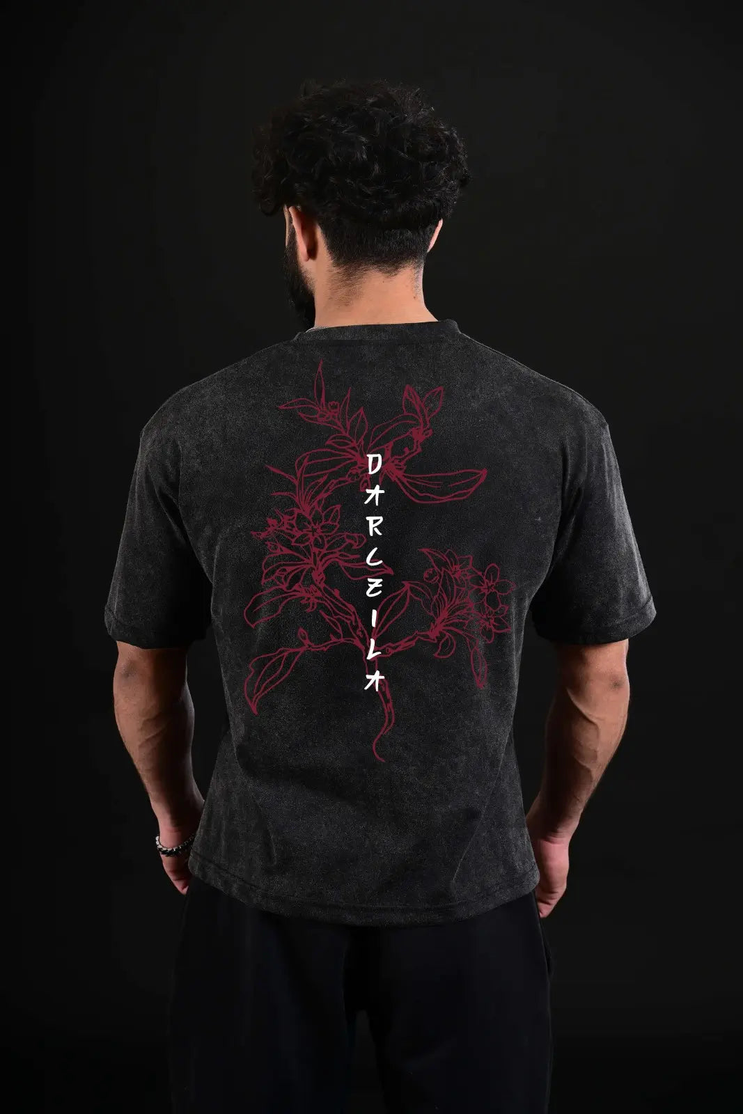 acid floral drop shoulder tee oversized gym t shirt for men