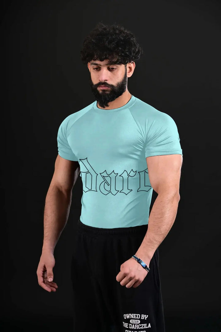 baby blue signature compression shirt athletic gym fit