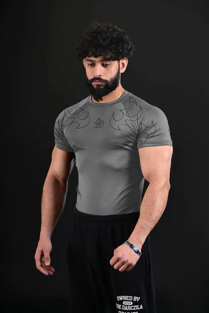High Performance Grey Fitness Brand Pakistan Compression Shirt