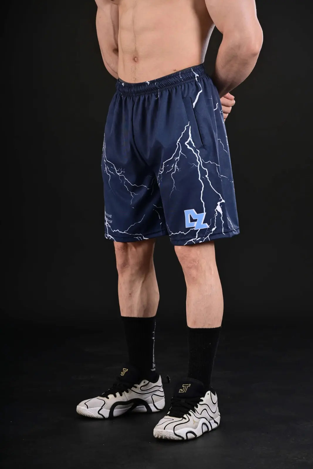 High-Performance Gym Training Shorts with Lightning Graphic