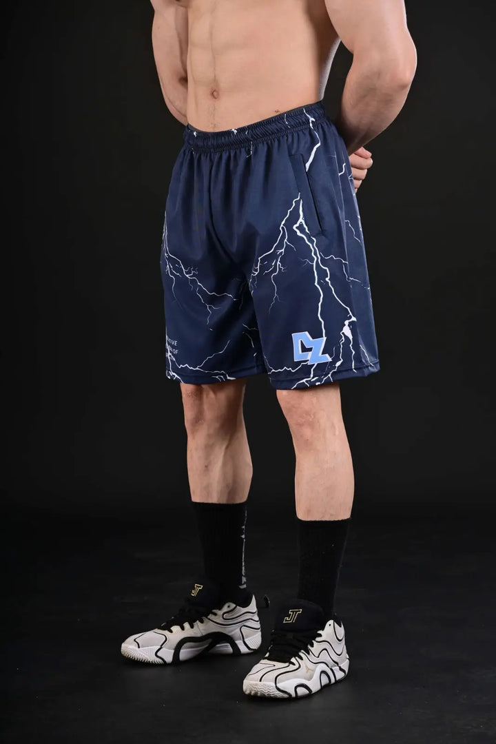 High-Performance Gym Training Shorts with Lightning Graphic