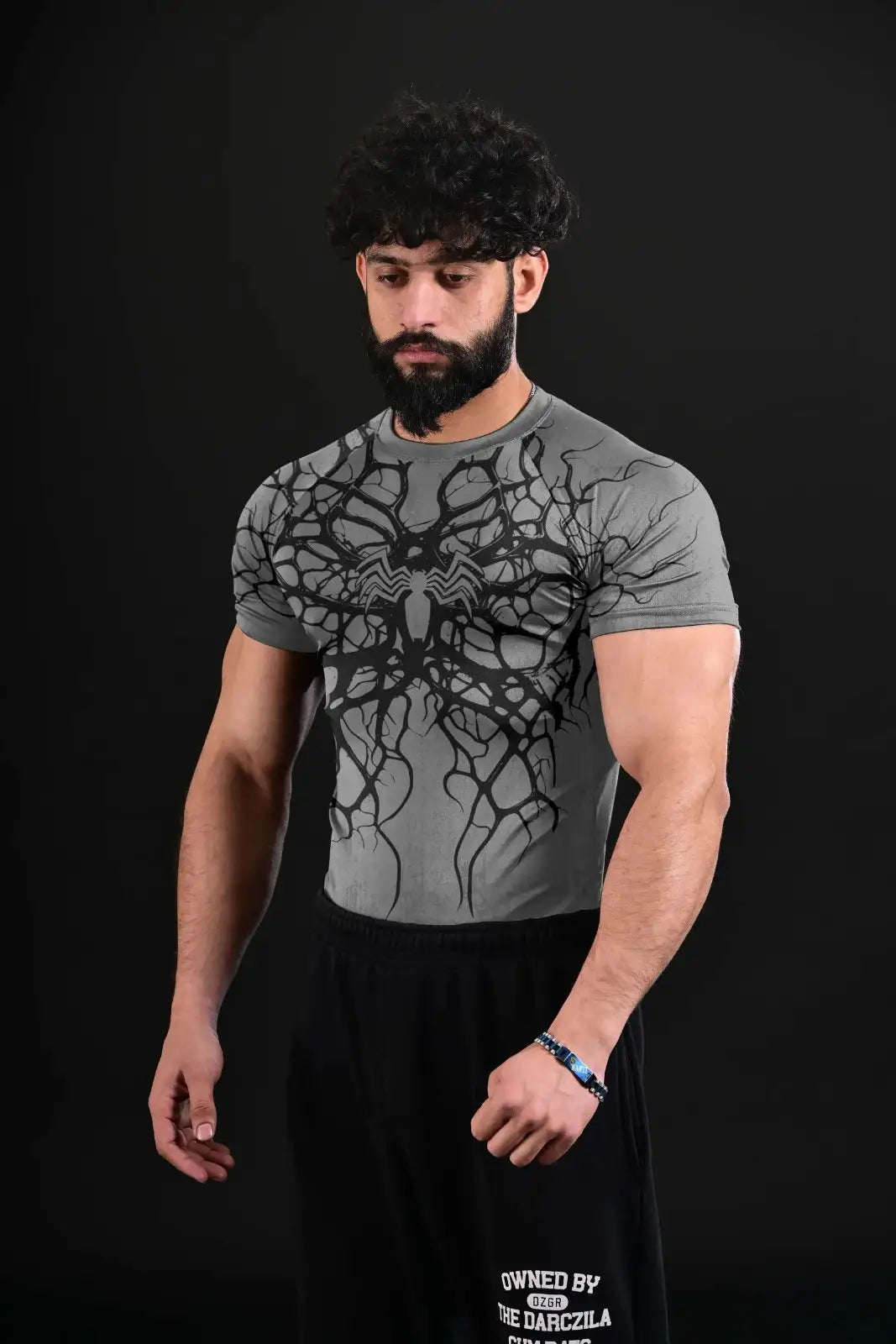 grey athletic compression shirt breathable gym wear