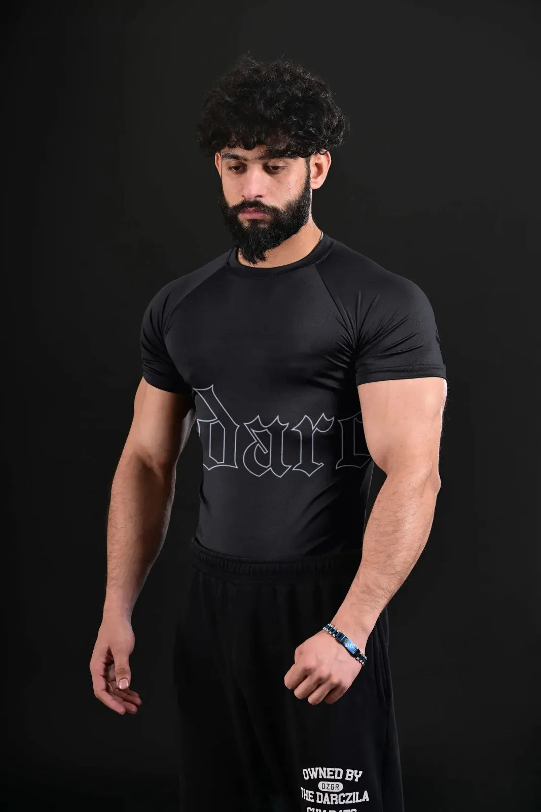 black athletic compression shirt breathable performance fit
