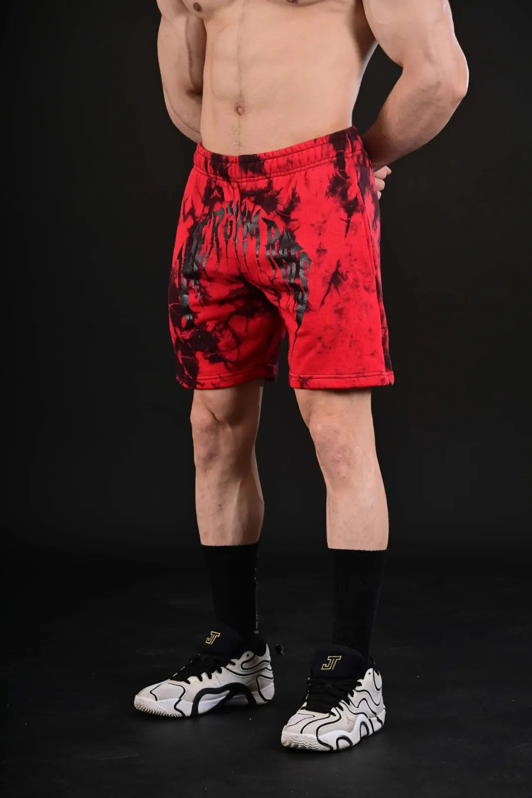Best Powerlifting Shorts Pakistan in Red Tie-Dye Design